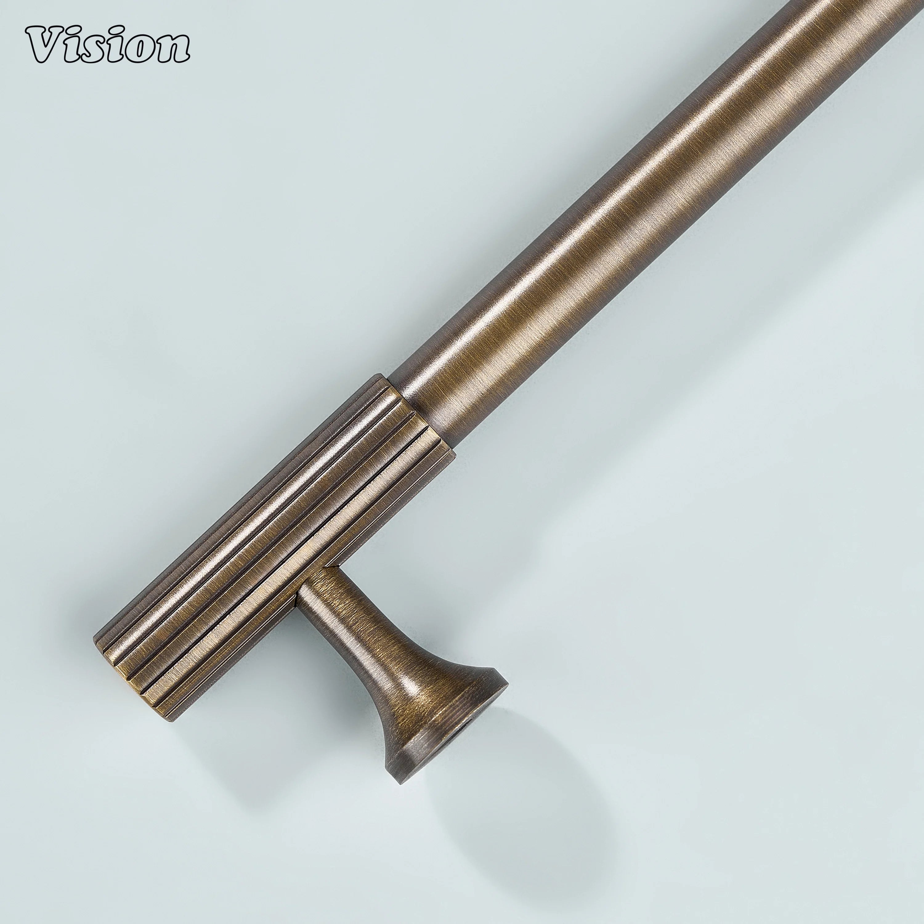 Durable antique bronze cabinet pull with precision-knurled ends.