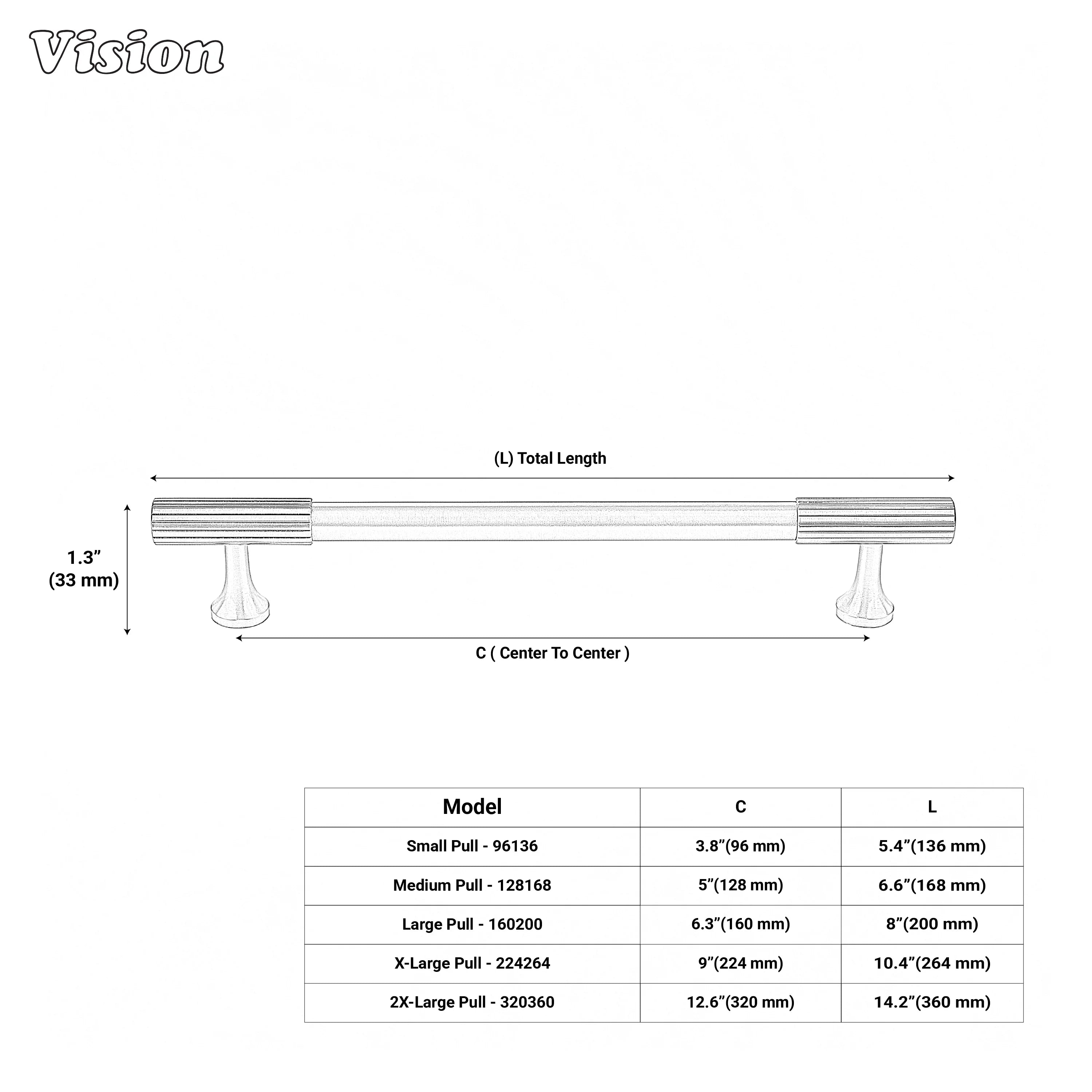 Gunmetal cabinet pull with smooth cylindrical body and textured ends.