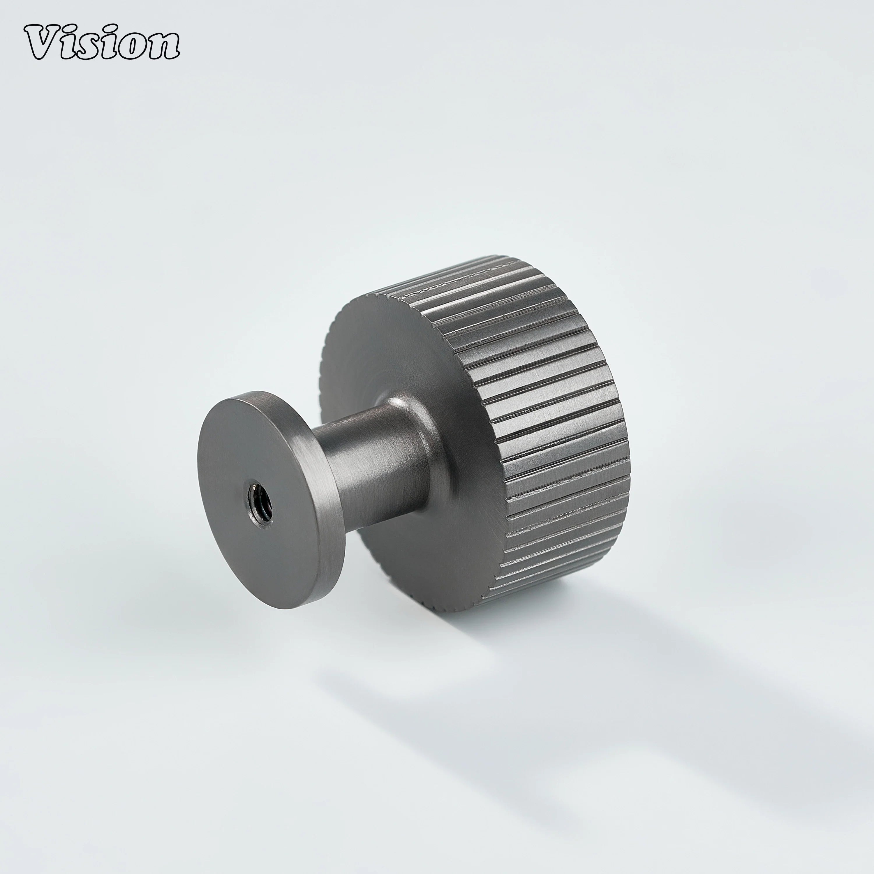 Gunmetal brass cabinet knob with linear knurled round grip for cabinet use