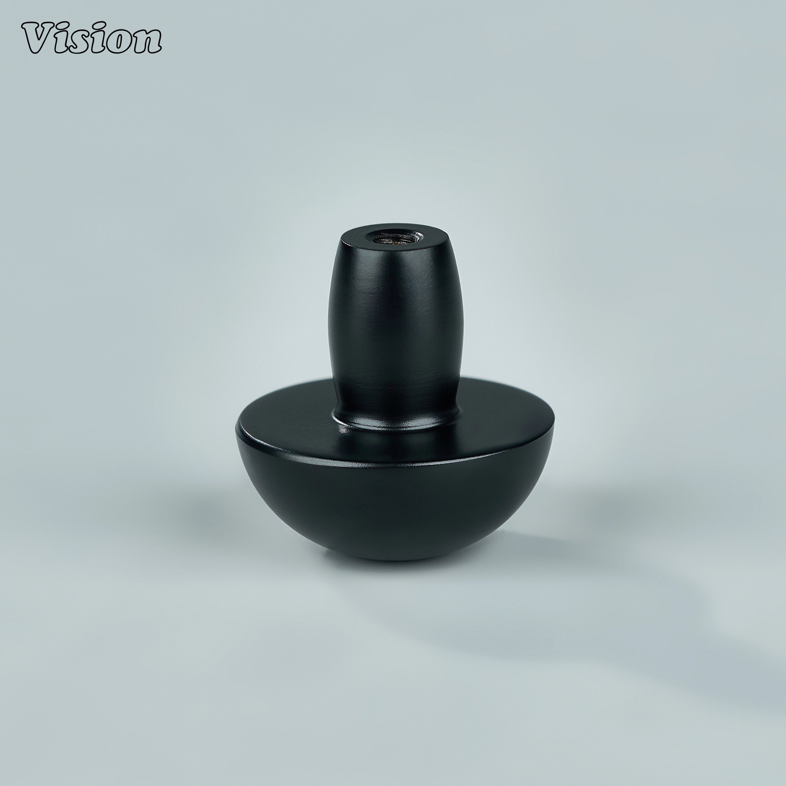 Black mushroom cabinet knob with elegant satin detailing for furniture drawers and wardrobe applications
