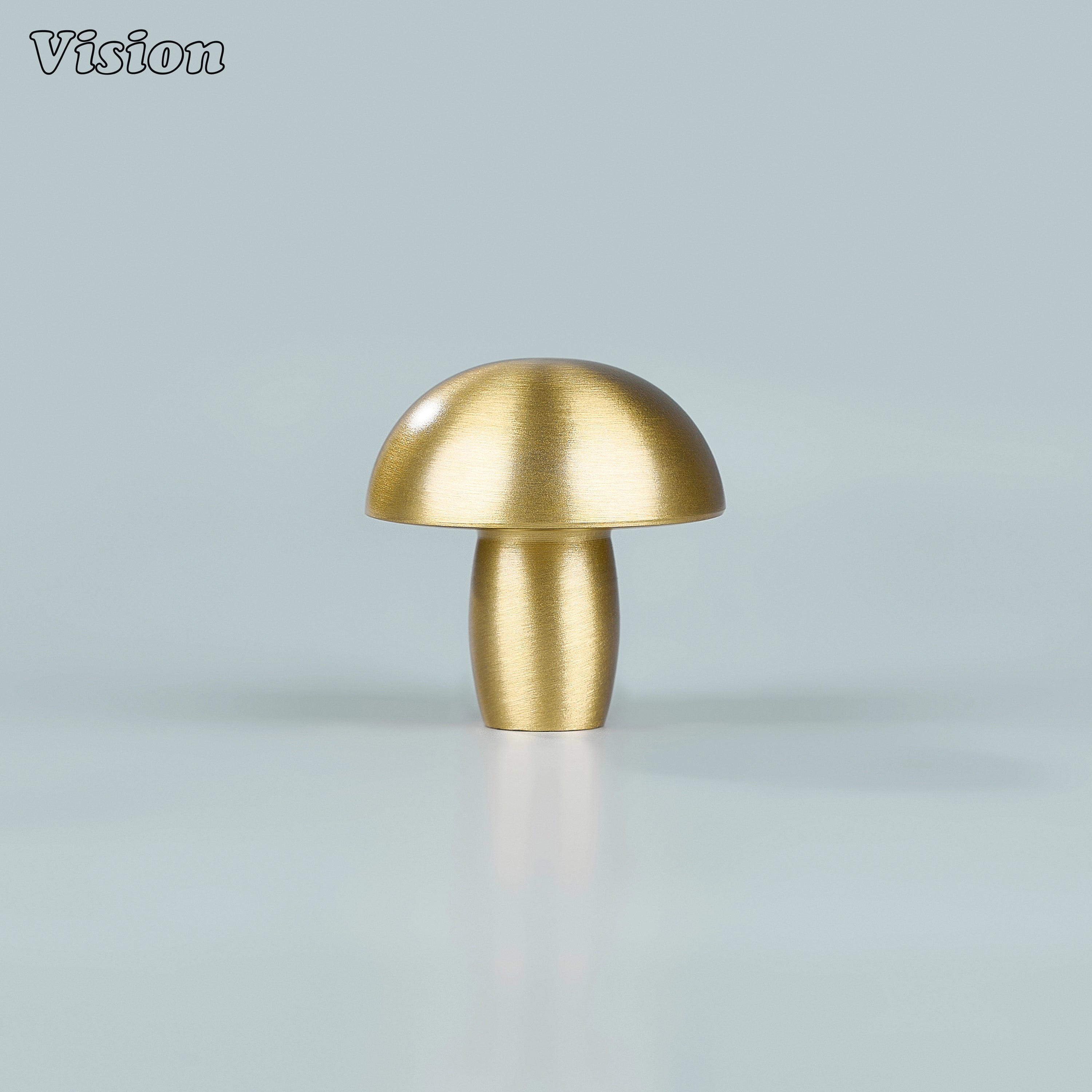 Gold solid brass mushroom cabinet knob with smooth round profile for modern kitchen cabinets and drawer furniture 
