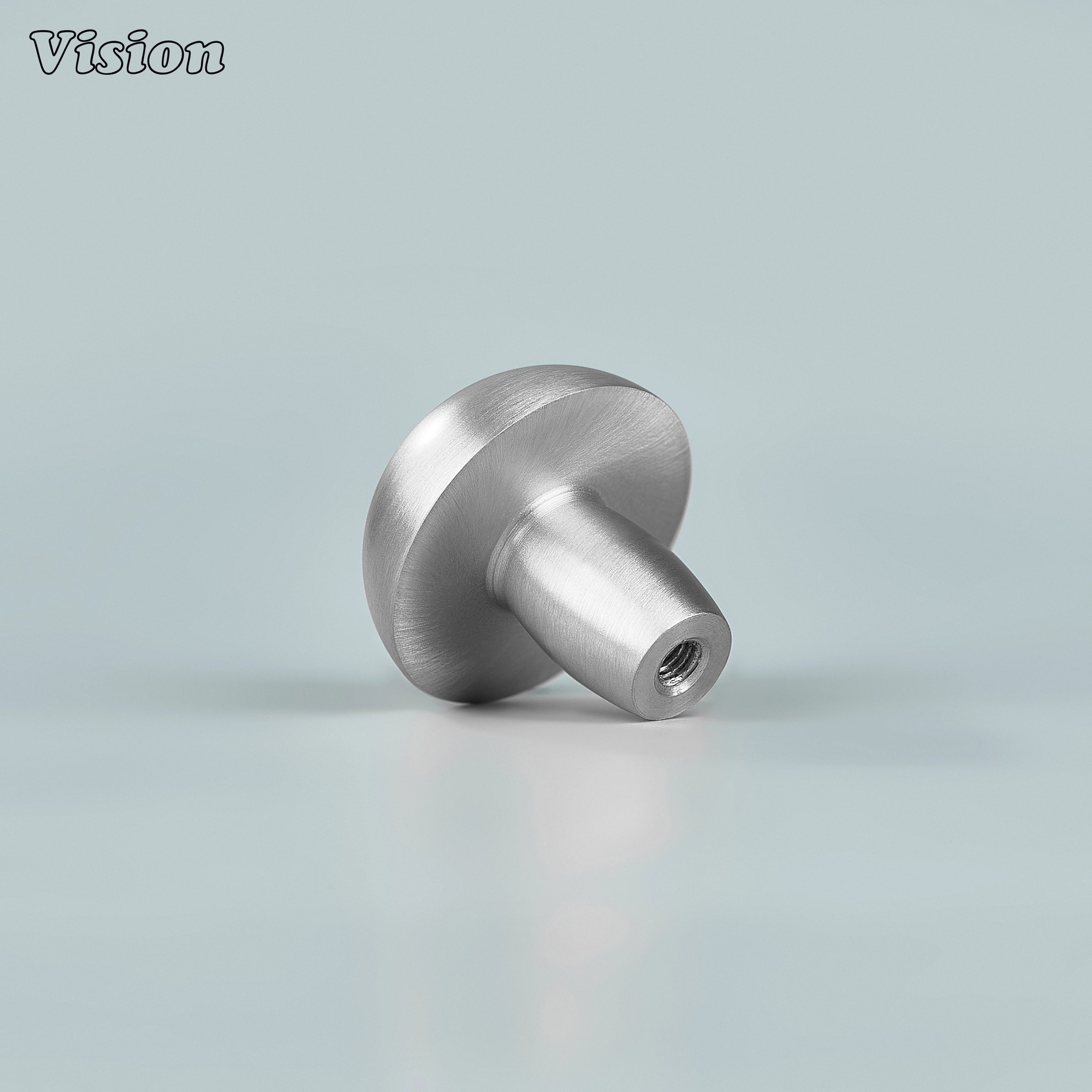 Solid brass Silver cabinet knob featuring smooth mushroom profile for wardrobes and dresser drawers