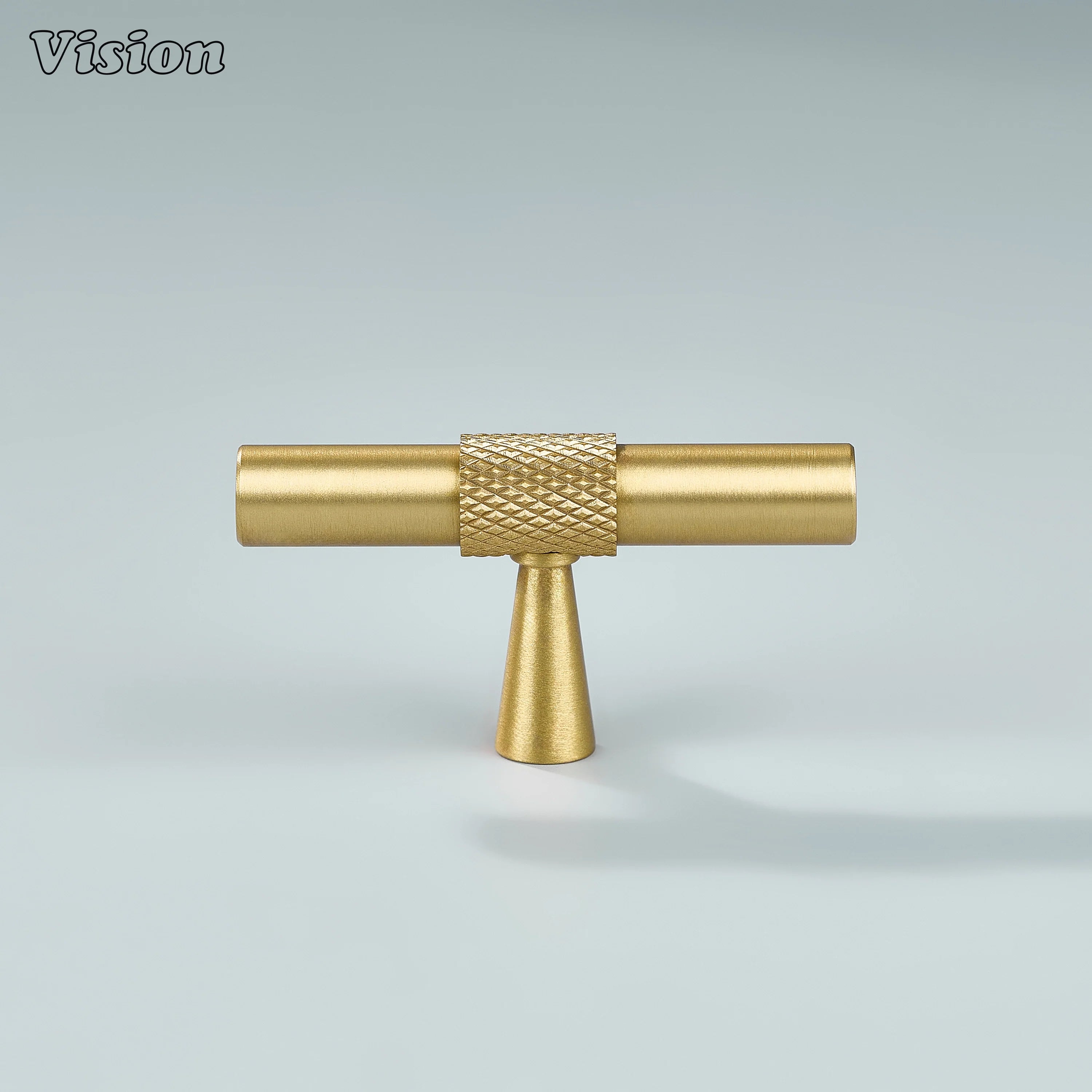 Stylish gold brass T-Knob providing strong grip for drawers and cupboard doors.