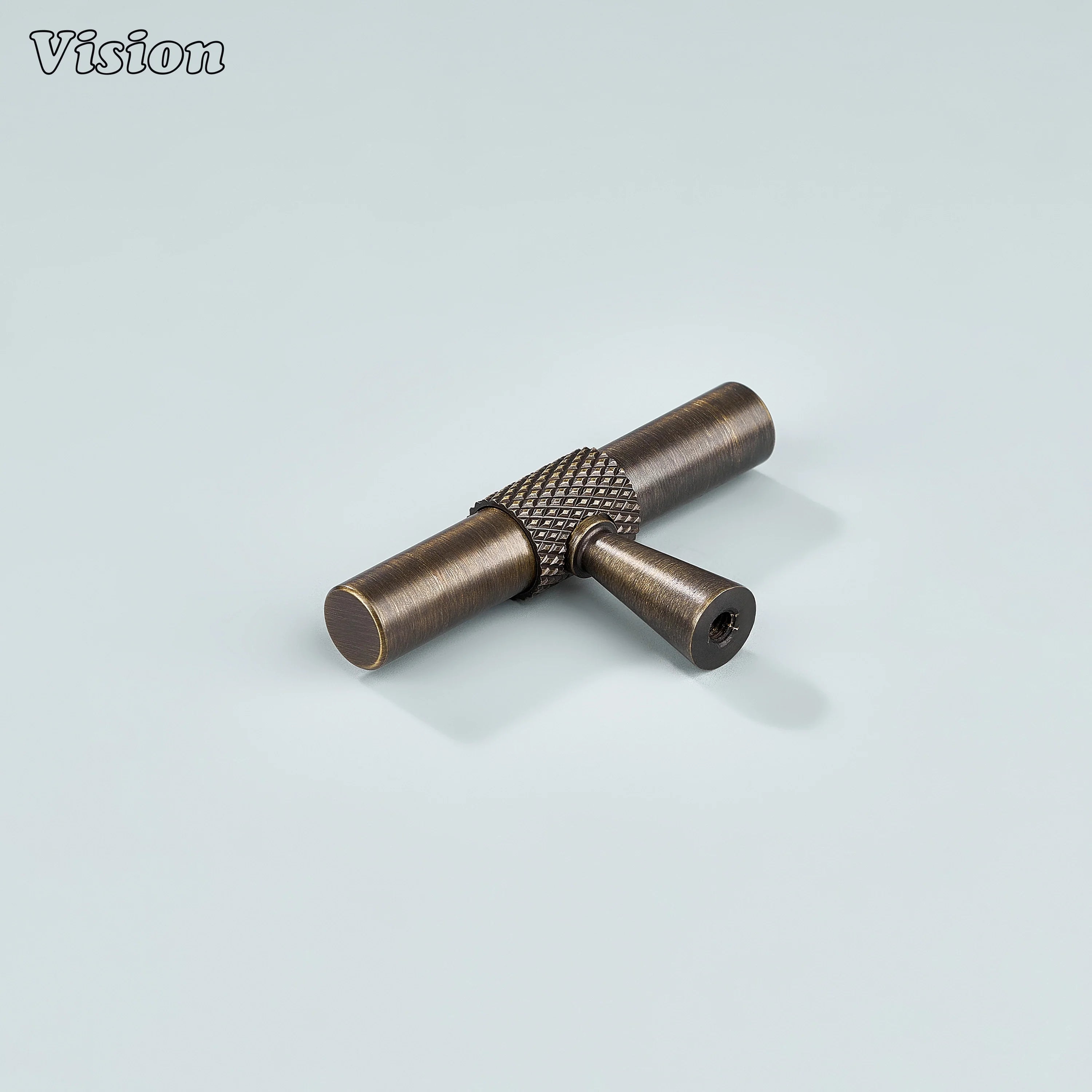 Antique bronze knurled brass T-Knob ideal for cupboards and furniture.