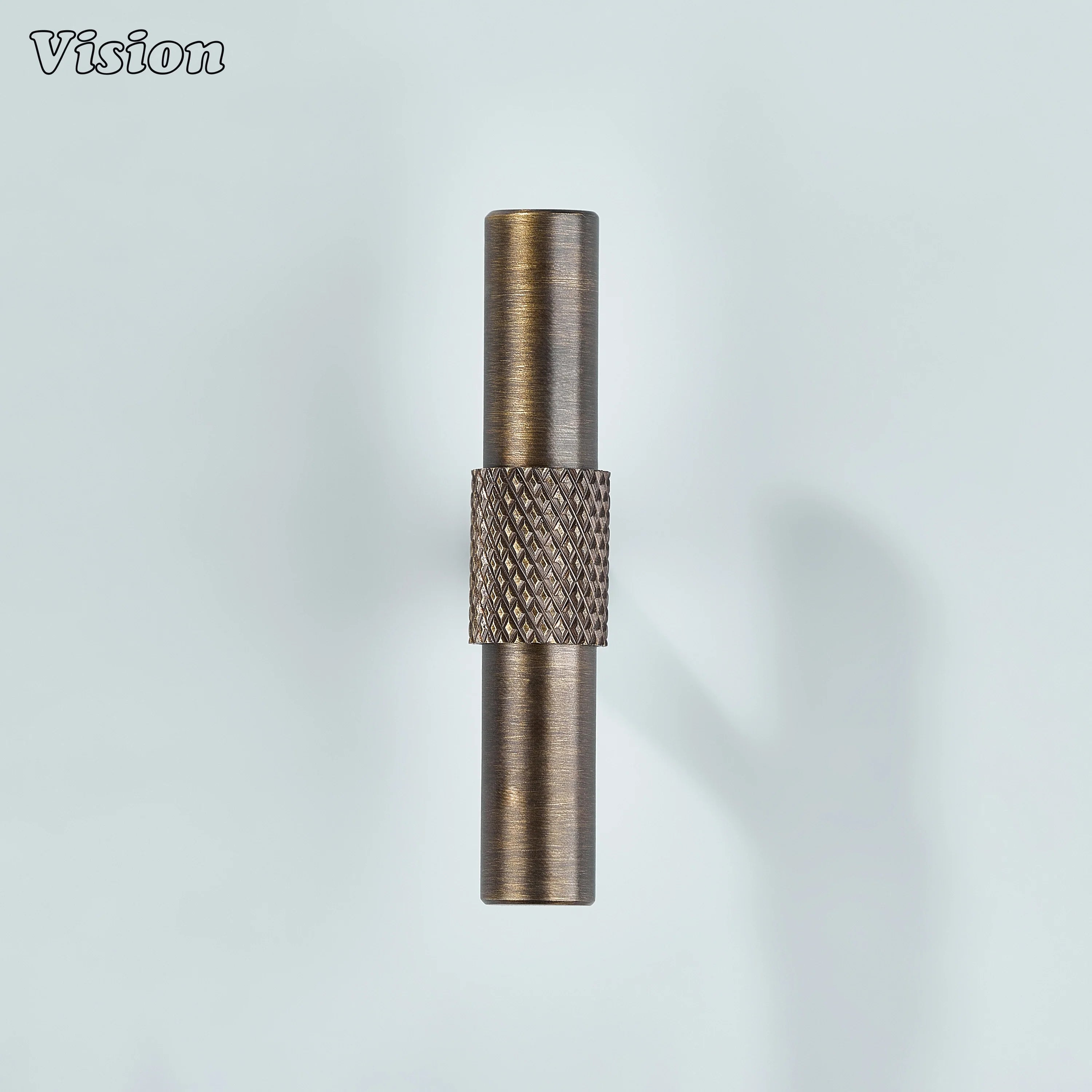 Knurled antique bronze brass T-Knob offering firm grip for drawers.