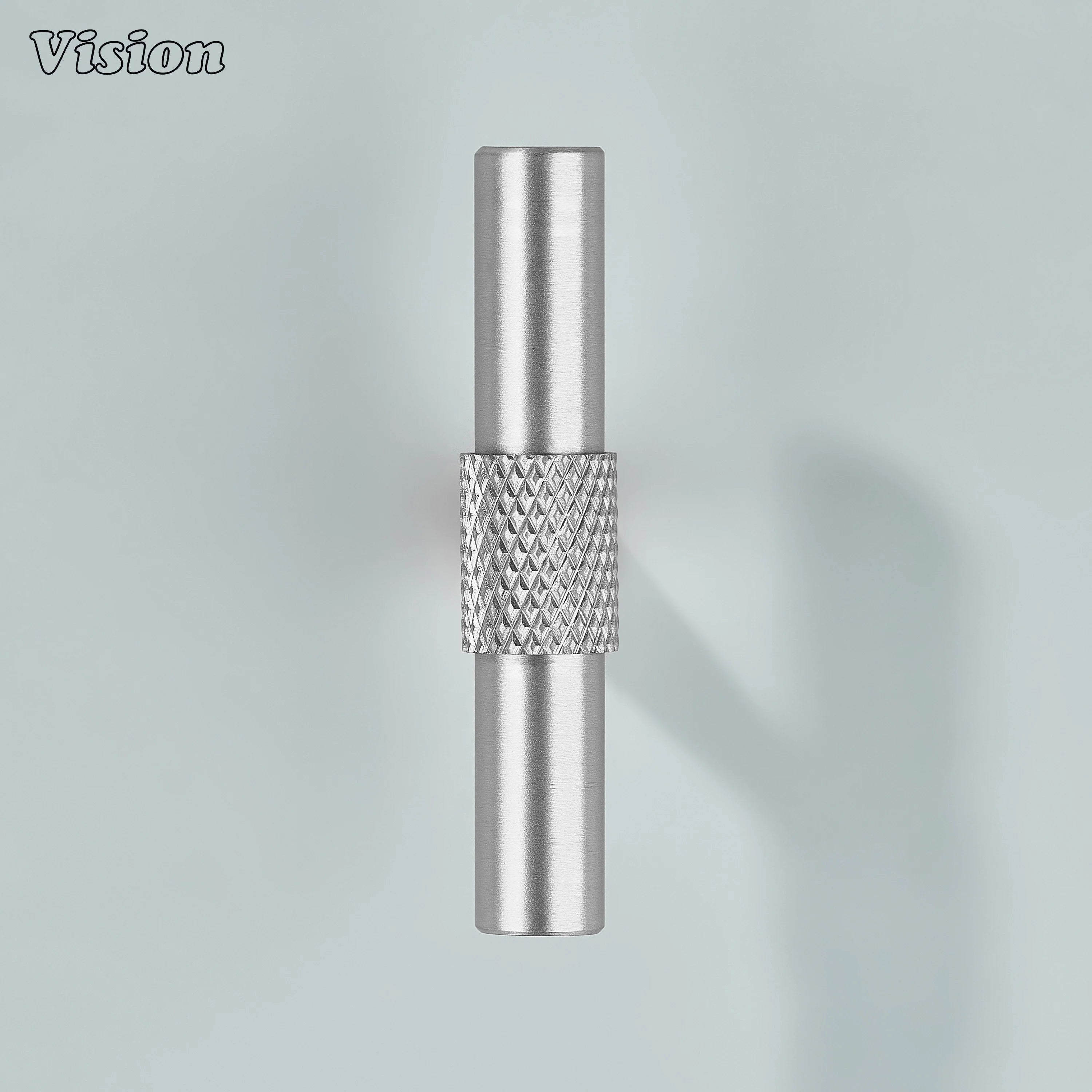 Brushed silver brass T-Knob offering strong grip for drawers and wardrobes.