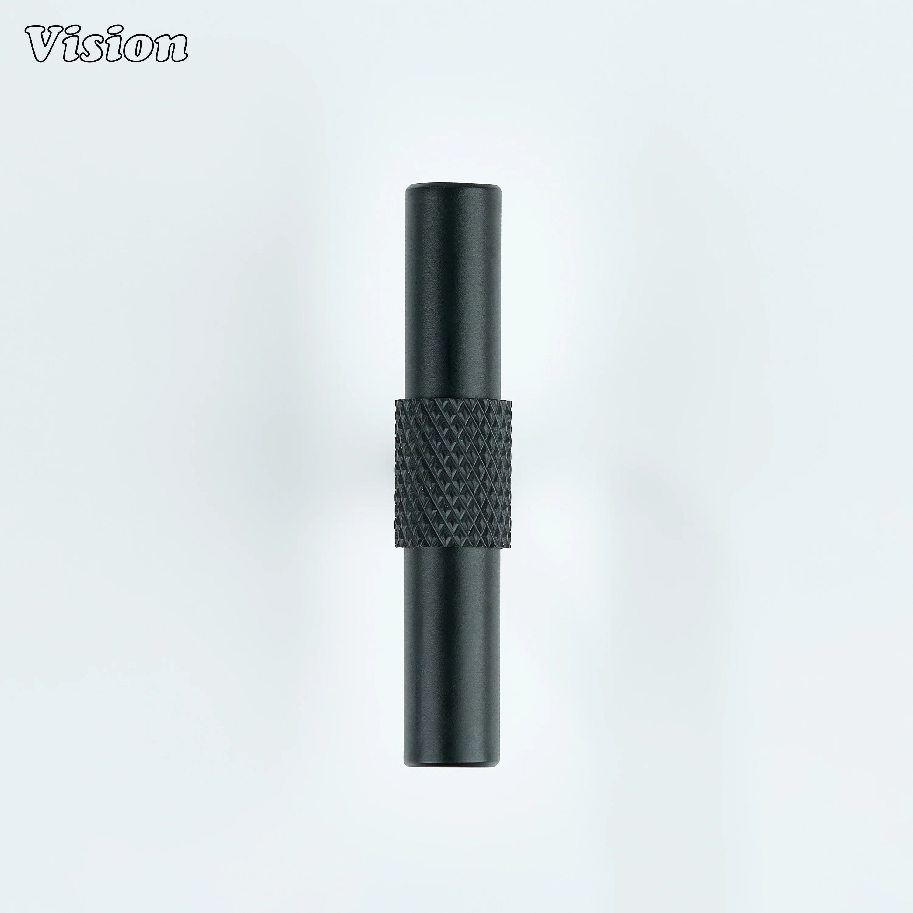 Black brass T-knob with textured center grip and tapered cone support