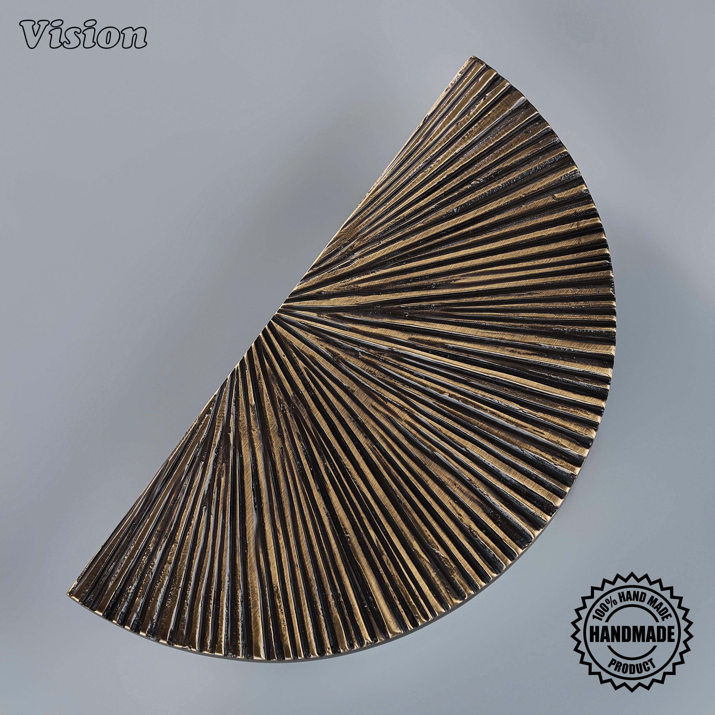 Premium antique bronze sculpted brass door handle with semi-circular profile on luxury bedroom closets