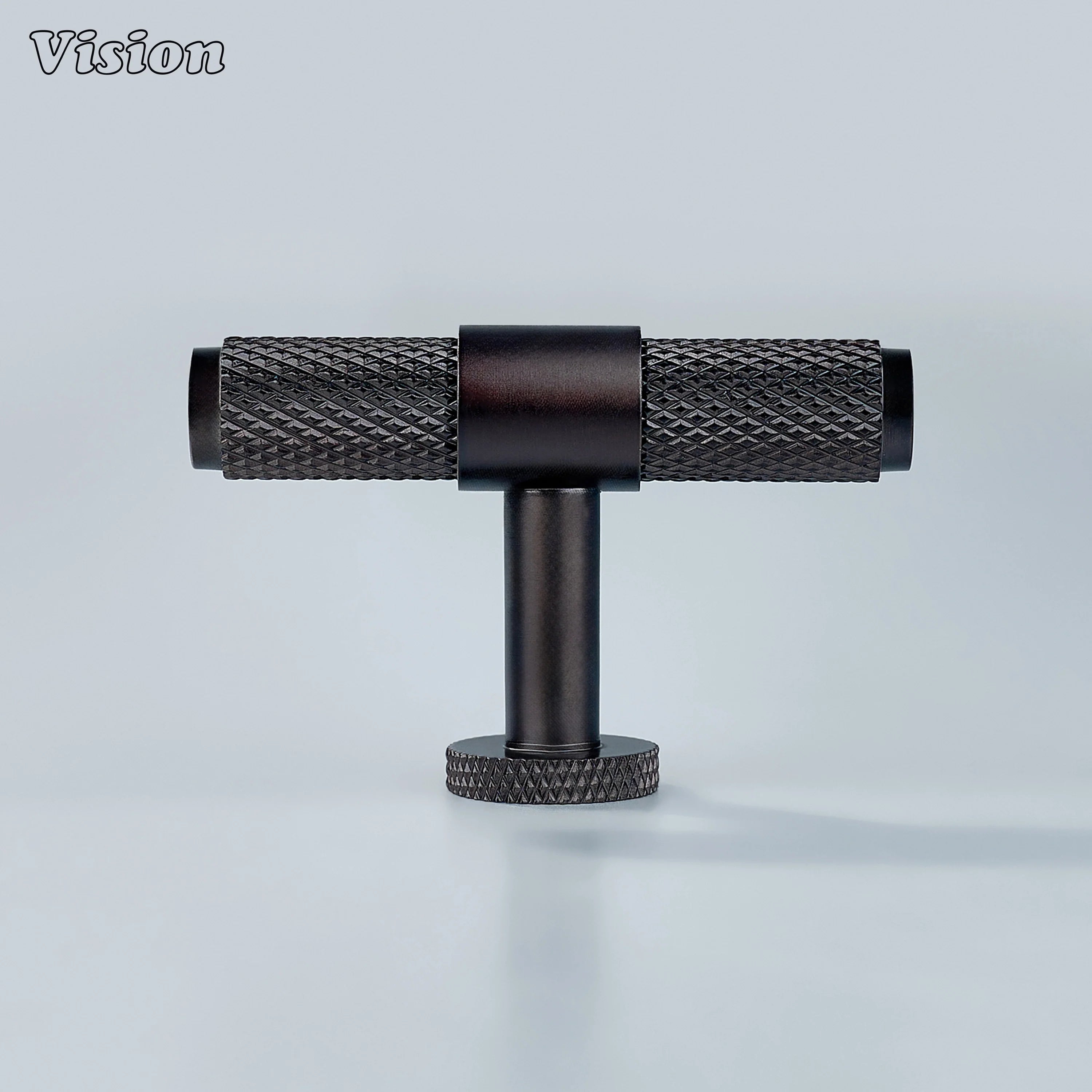 Oil rubbed bronze linear knurled T-knob for dresser drawers.