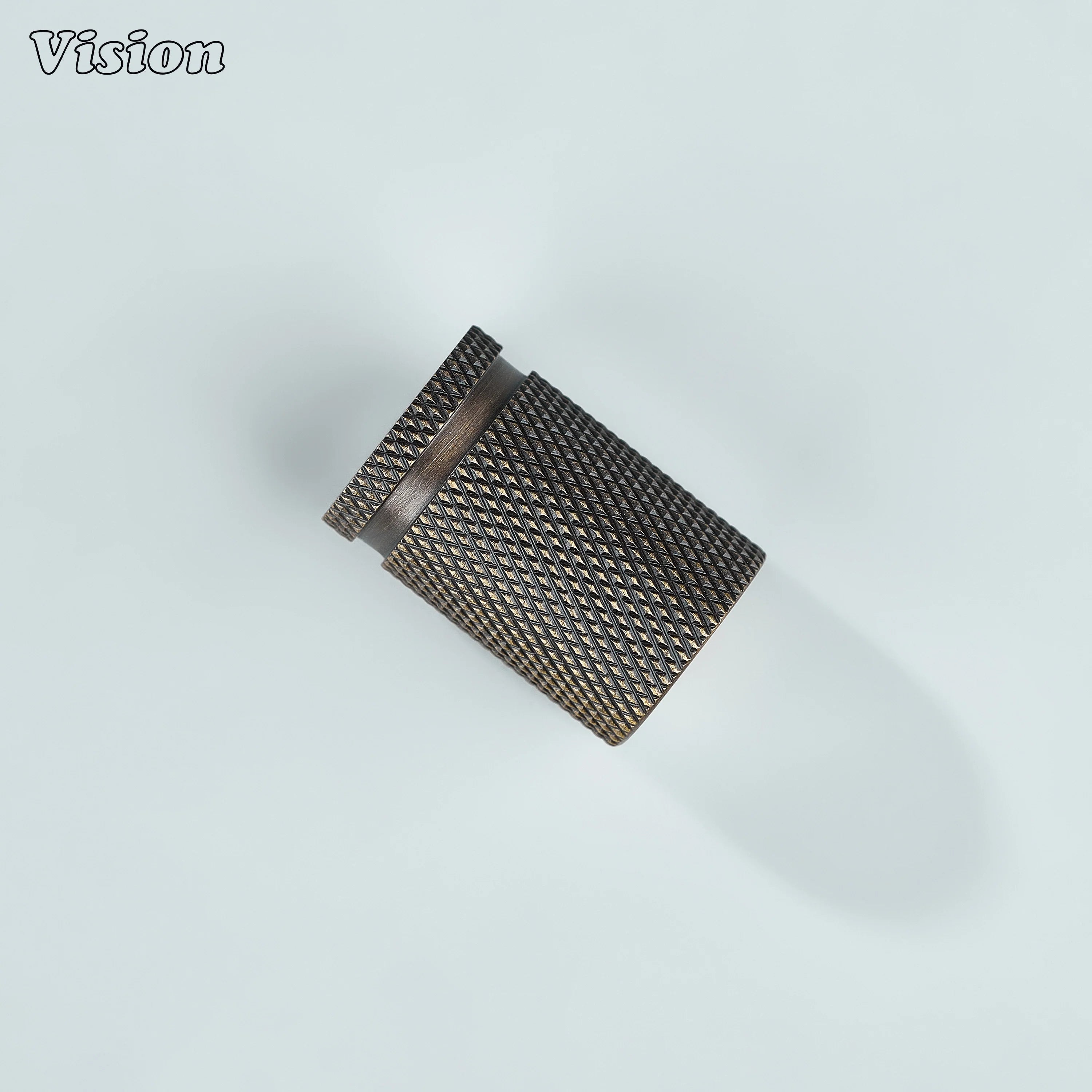 Solid brass antique bronze knurled knob for cupboards and furniture.