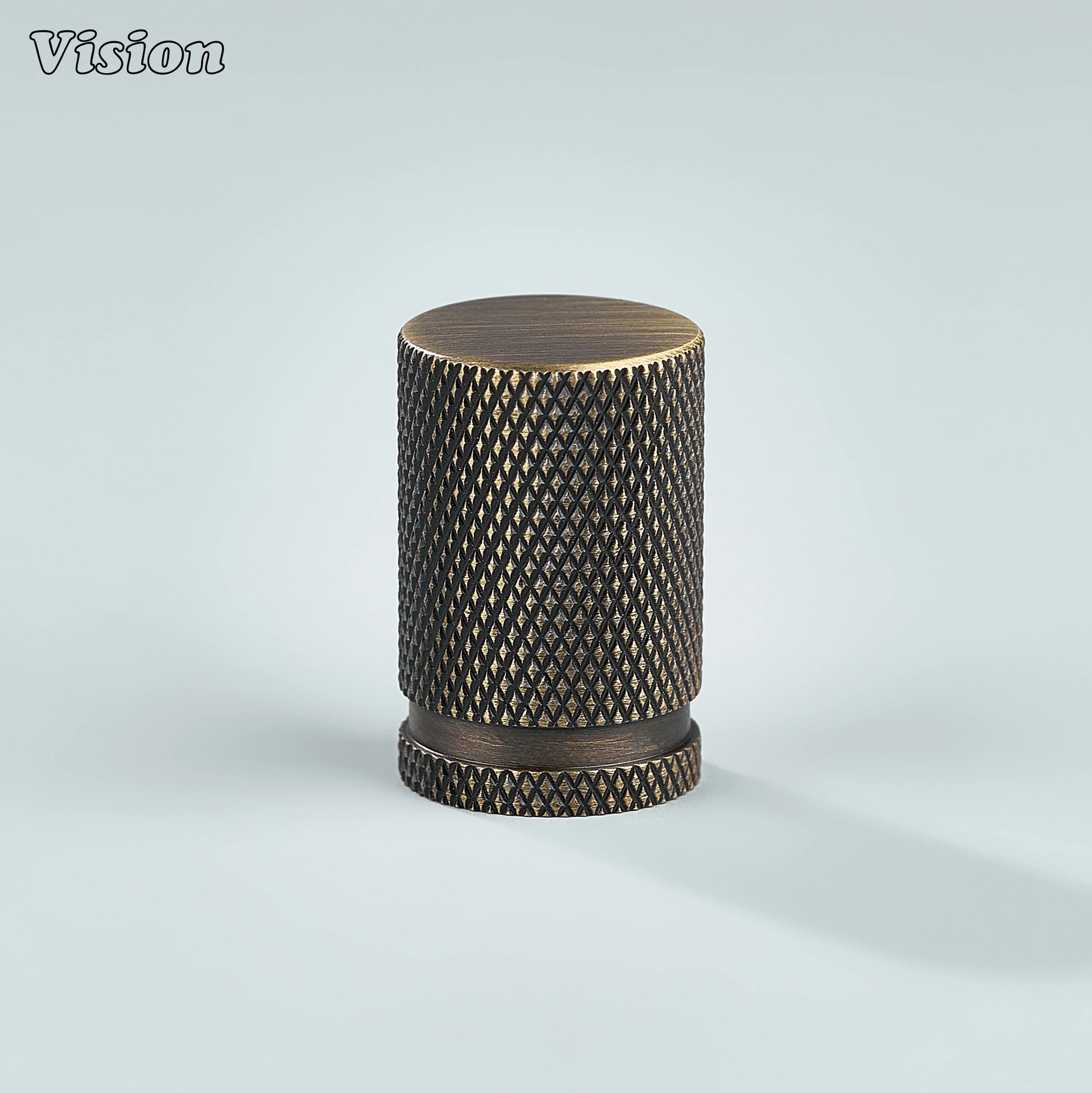 Premium antique bronze brass knob with linear knurling for cabinets.