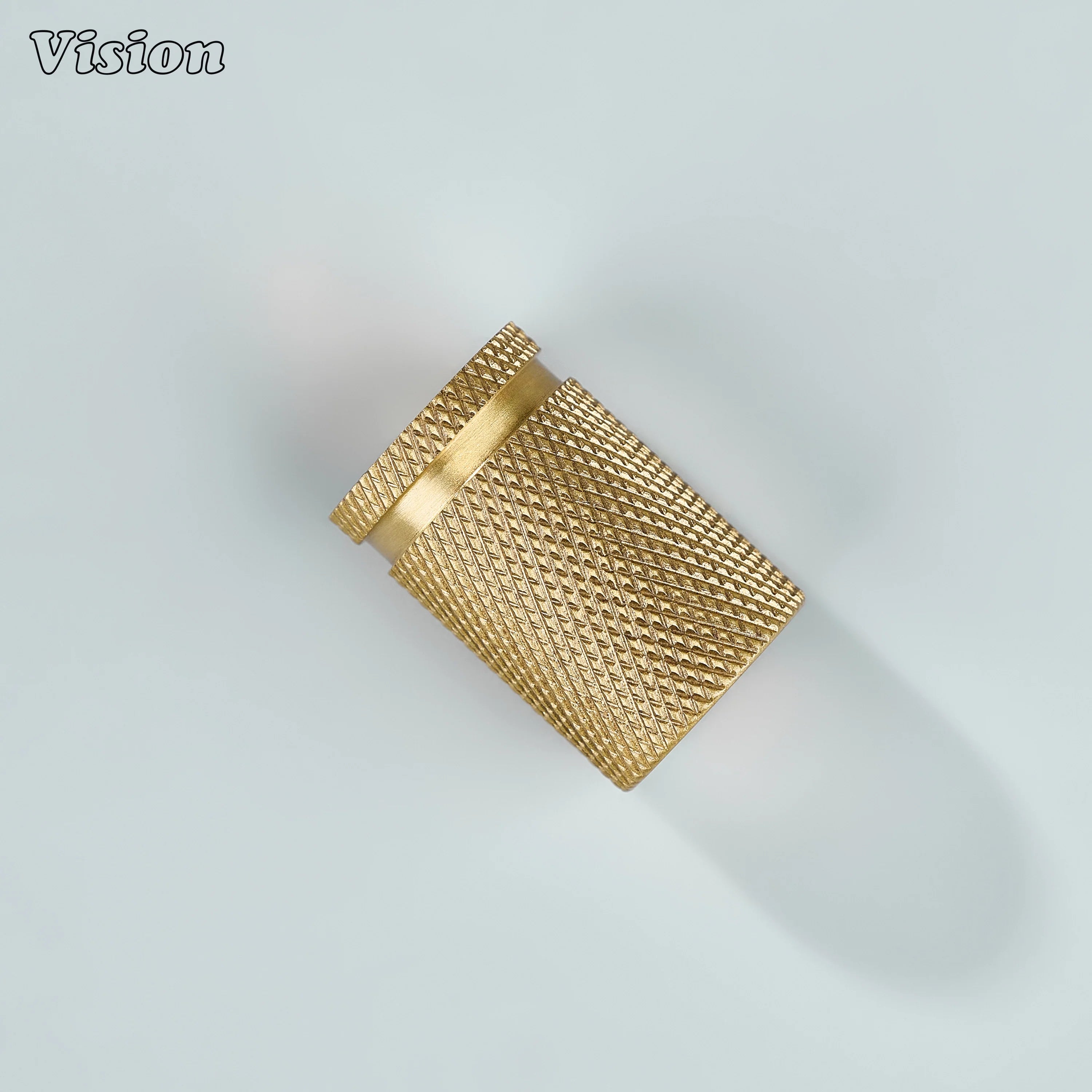 Elegant gold Azure cylinder knob used for dressers and vanities.