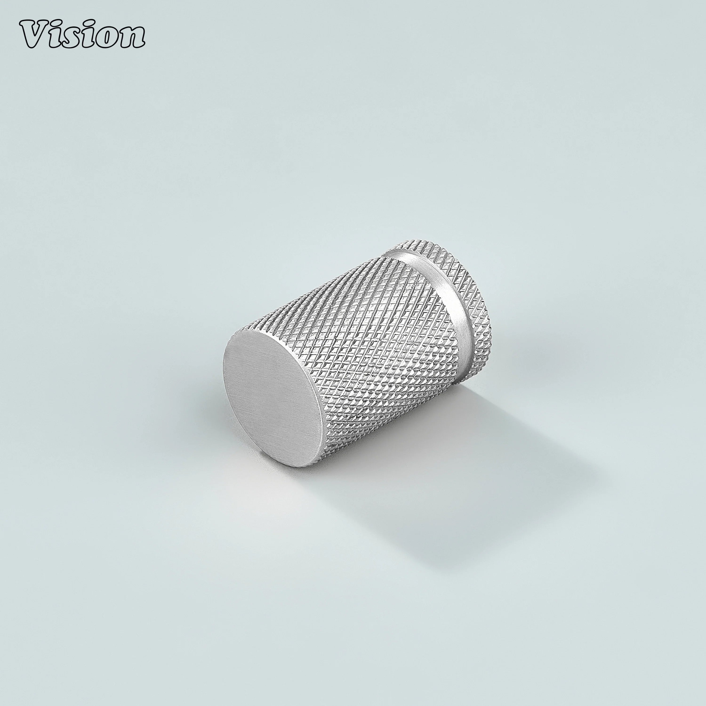 Modern silver brass knurled cylinder knob for kitchen cabinets