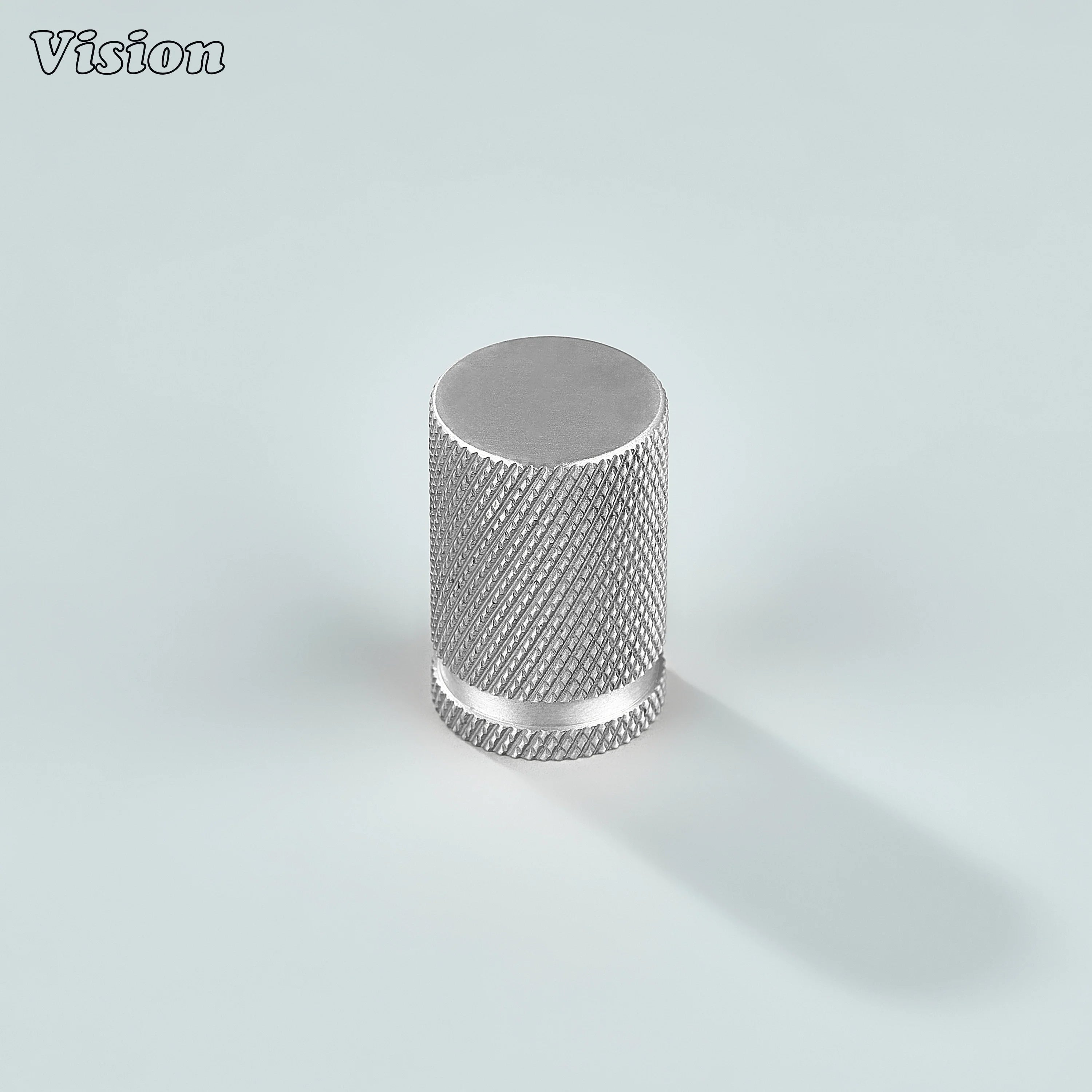 Silver Azure knurled cylinder knob used for wardrobes and drawers