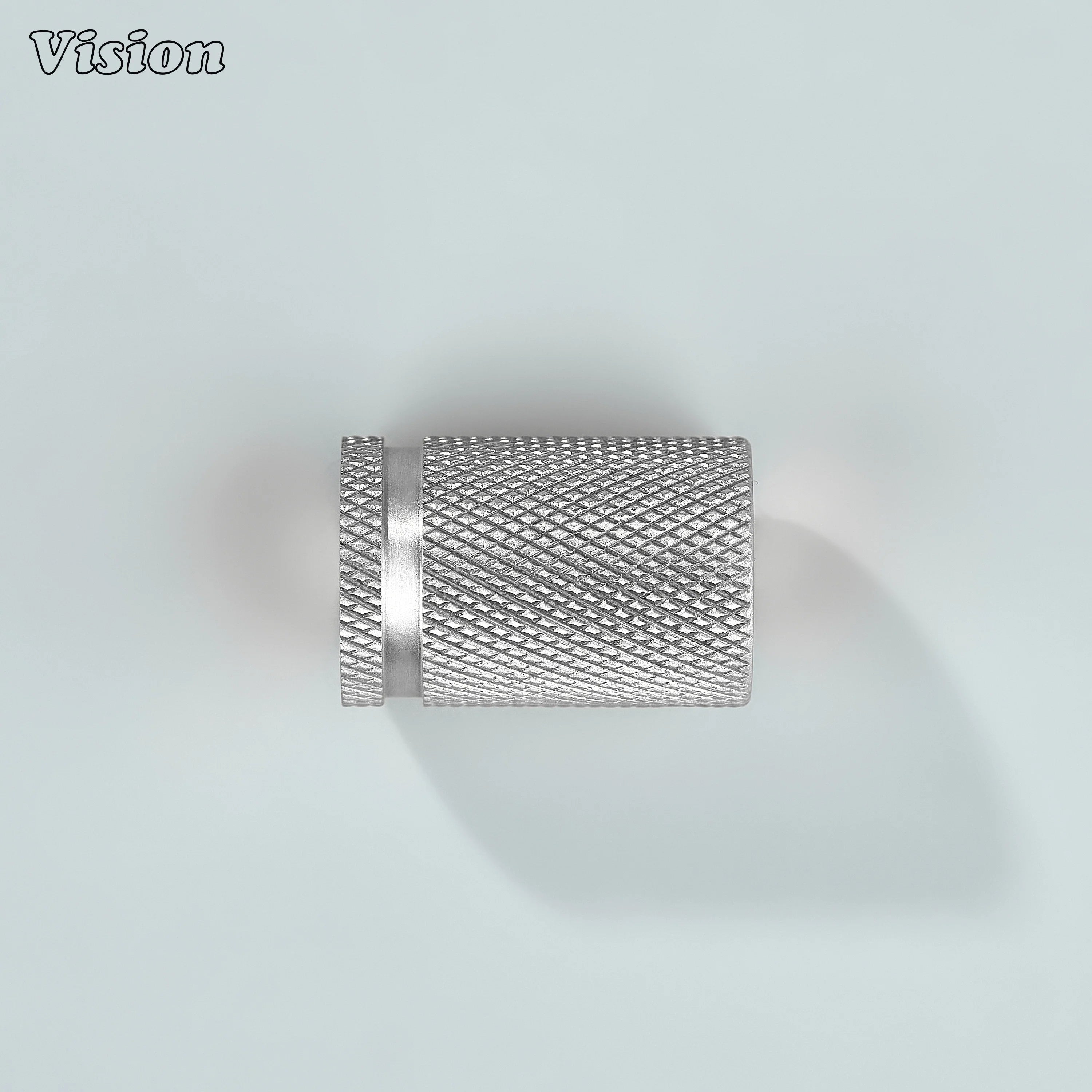 Sleek silver knurled brass knob for wardrobes and cupboards