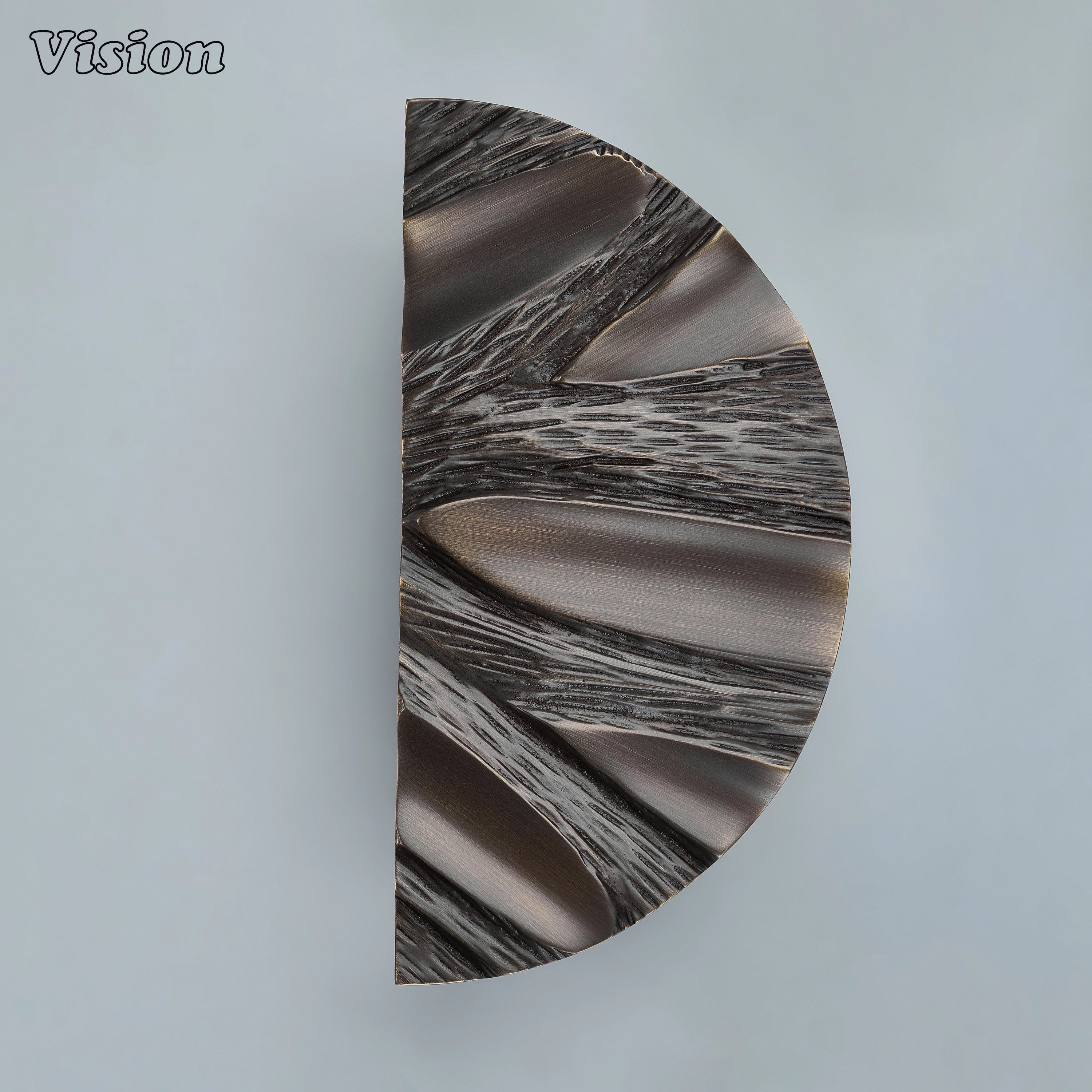 Designer Antique Bronze solid brass semi circle pull for contemporary entrance applications.