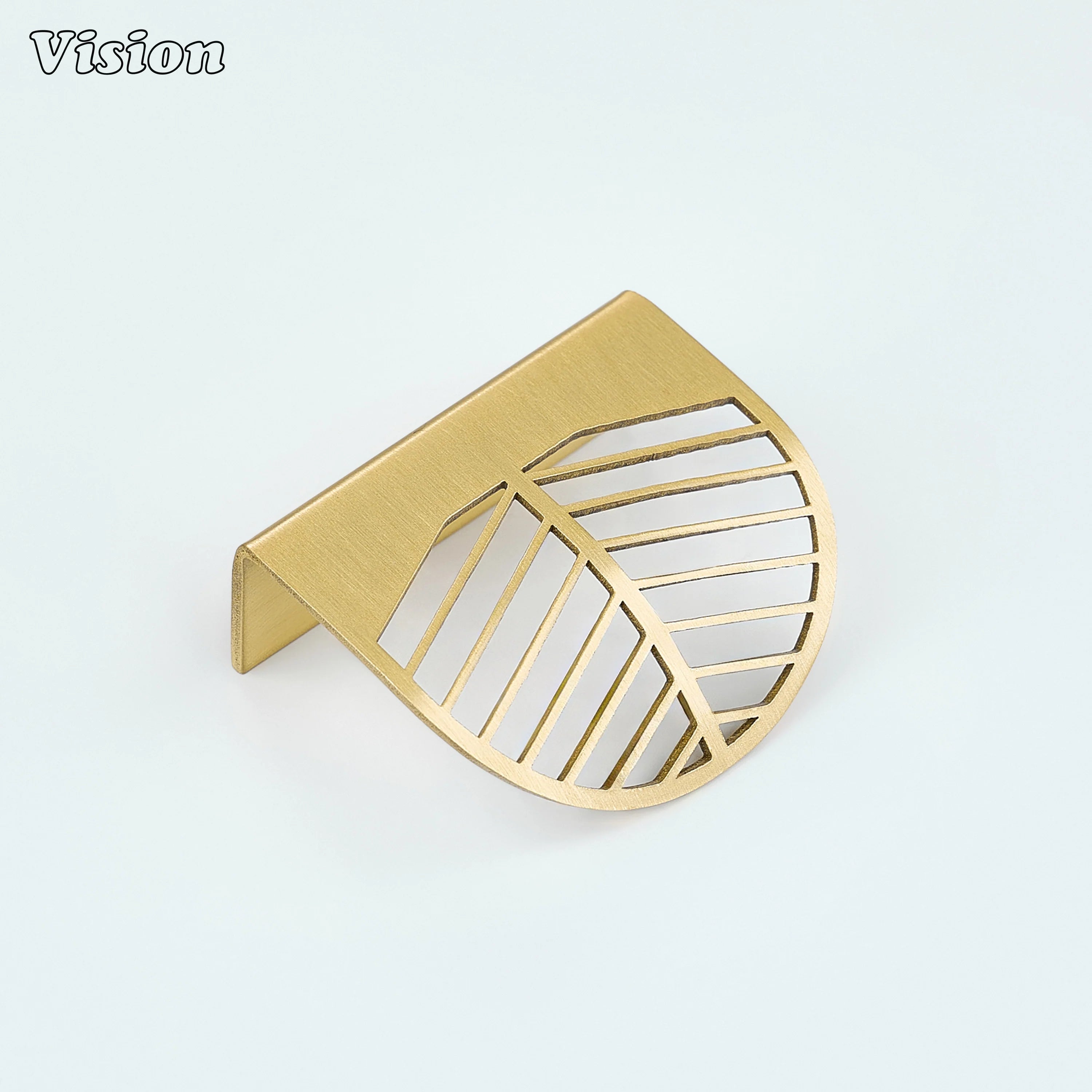 Gold plain lip pull cabinet handle with decorative pattern for wooden furniture drawers