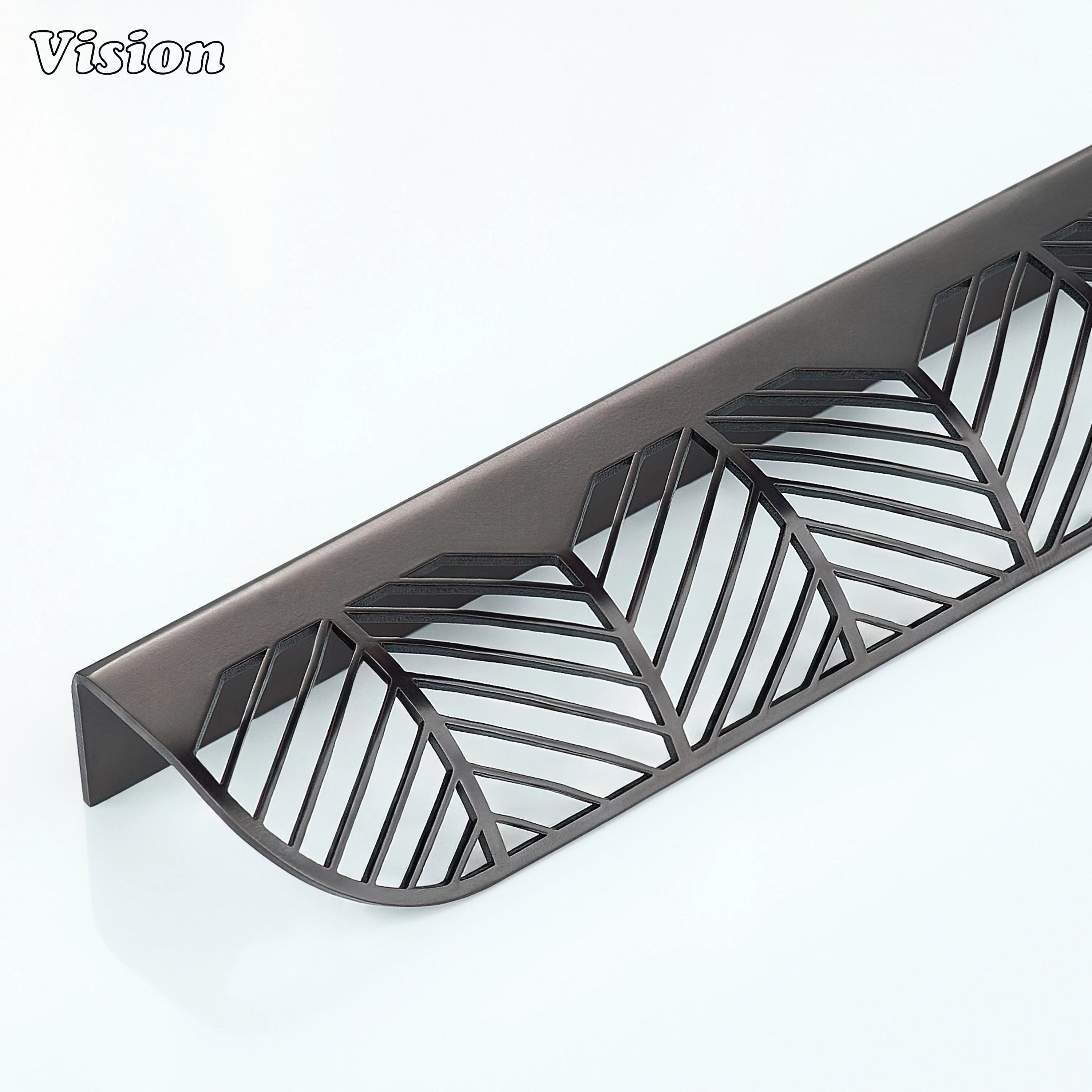 Plain cabinet handle in Oil Rubbed Bronze finish with leaf cut brass design