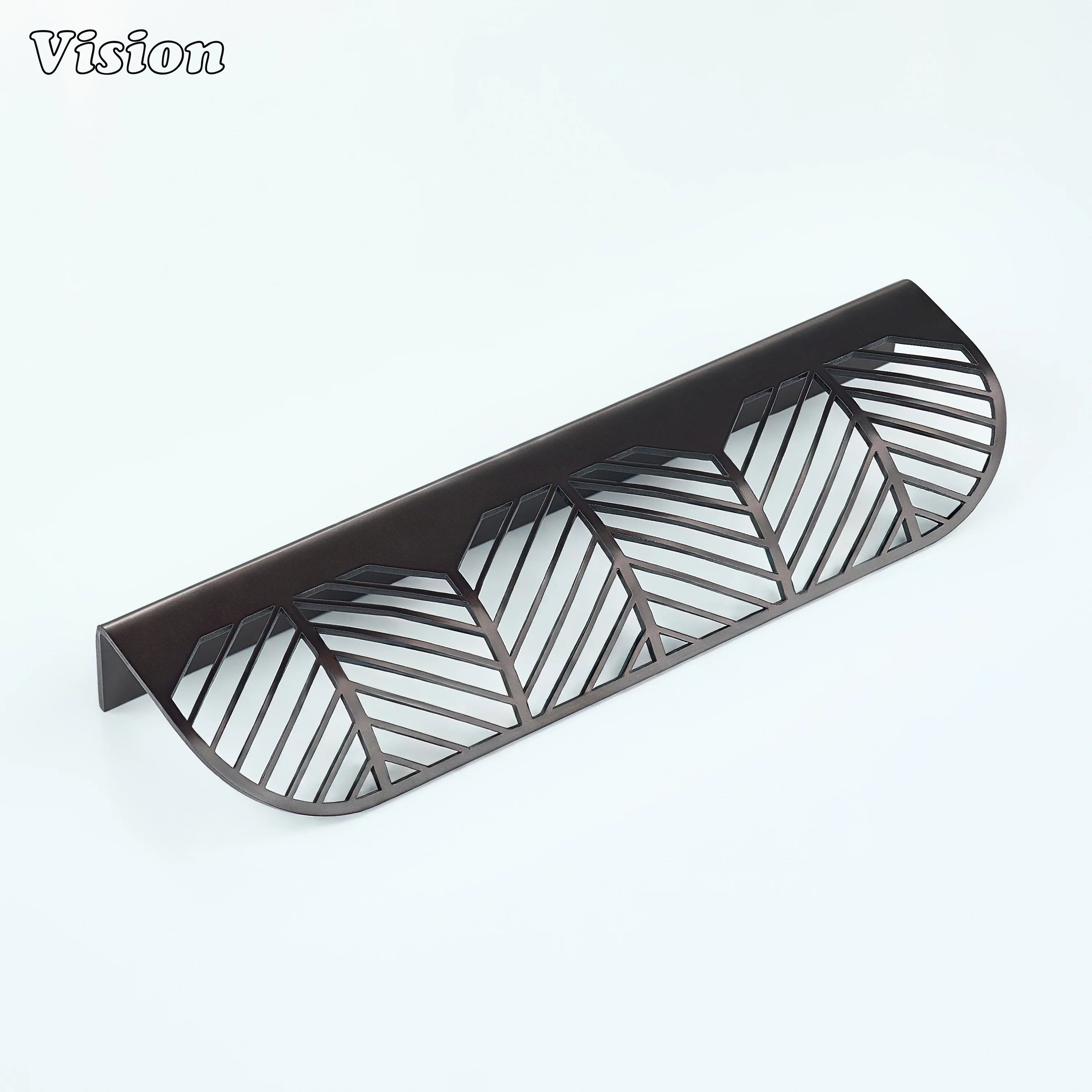 Oil Rubbed Bronze finish plain cabinet handle with leaf detailing for kitchens