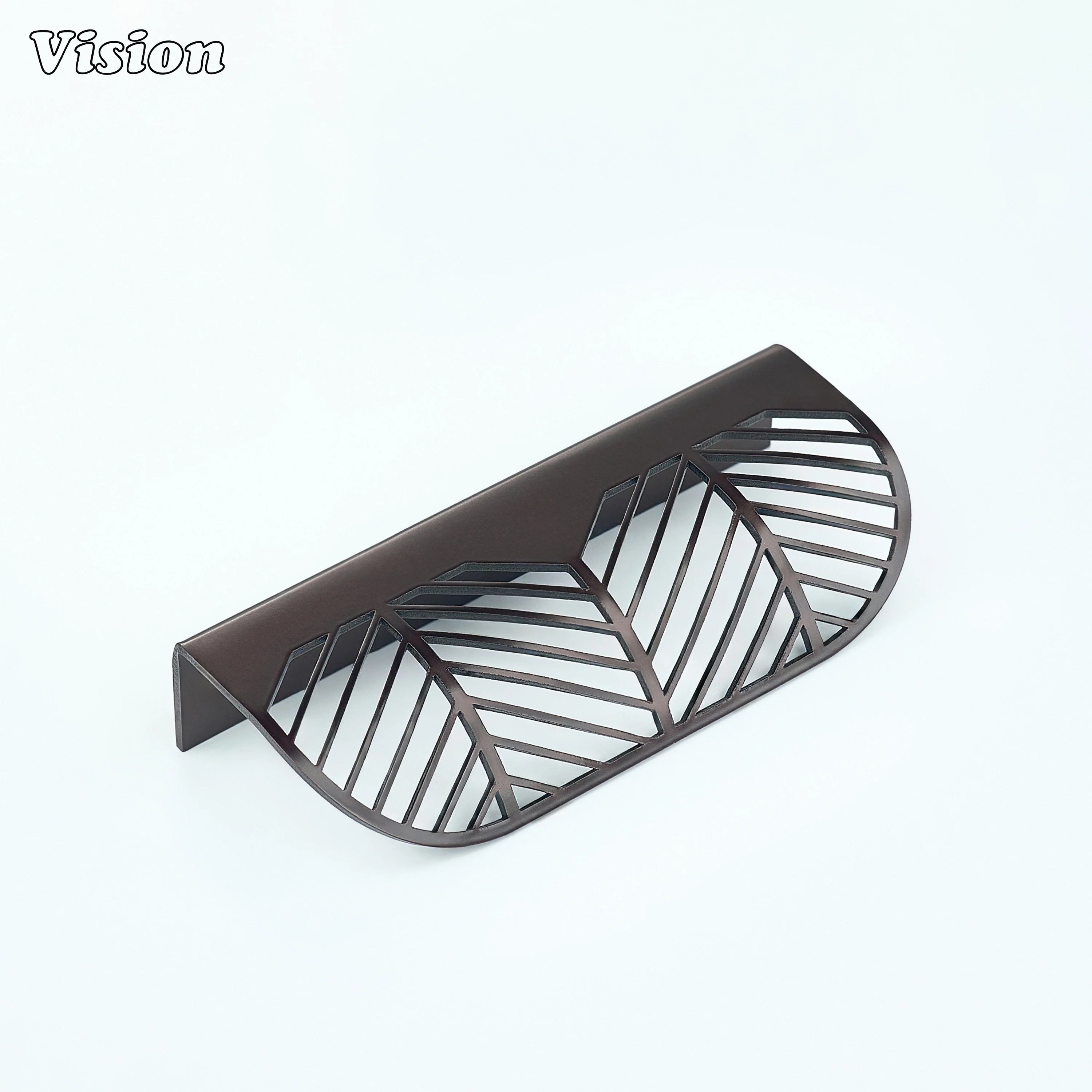 Plain brass cabinet handle in Oil Rubbed Bronze with cut design for wardrobes