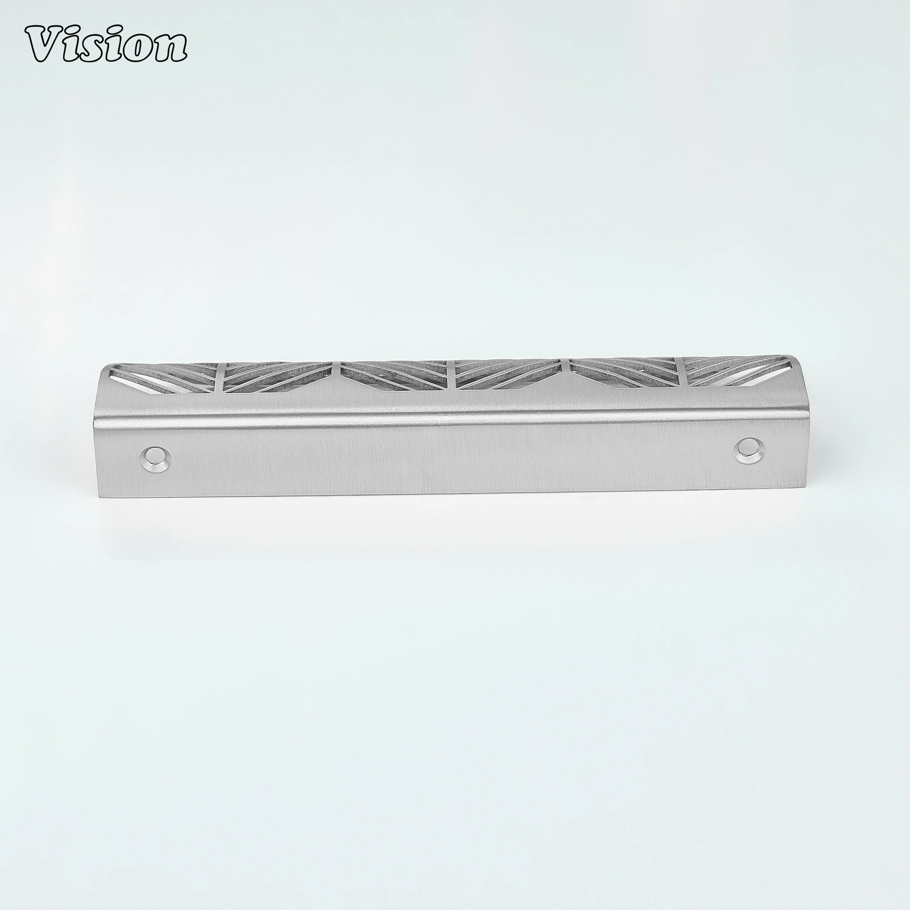 Plain Silver brass cabinet handle with patterned cutwork for kitchens