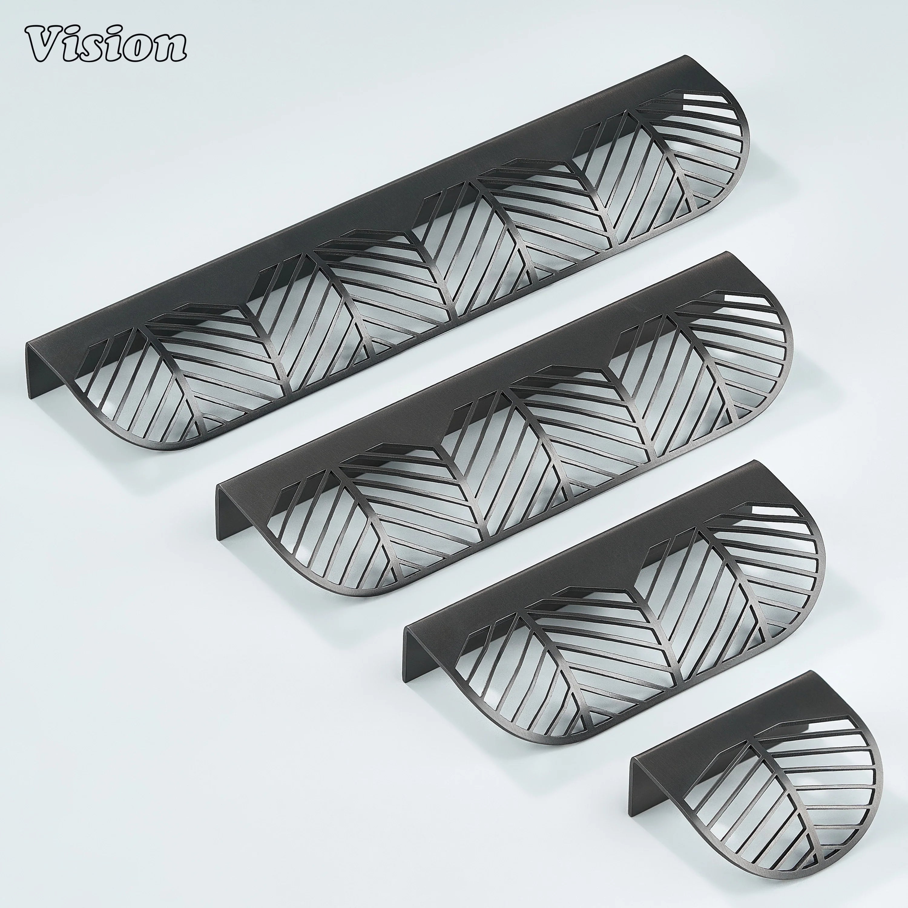Gunmetal plain brass cabinet handle with decorative cut design for wardrobes