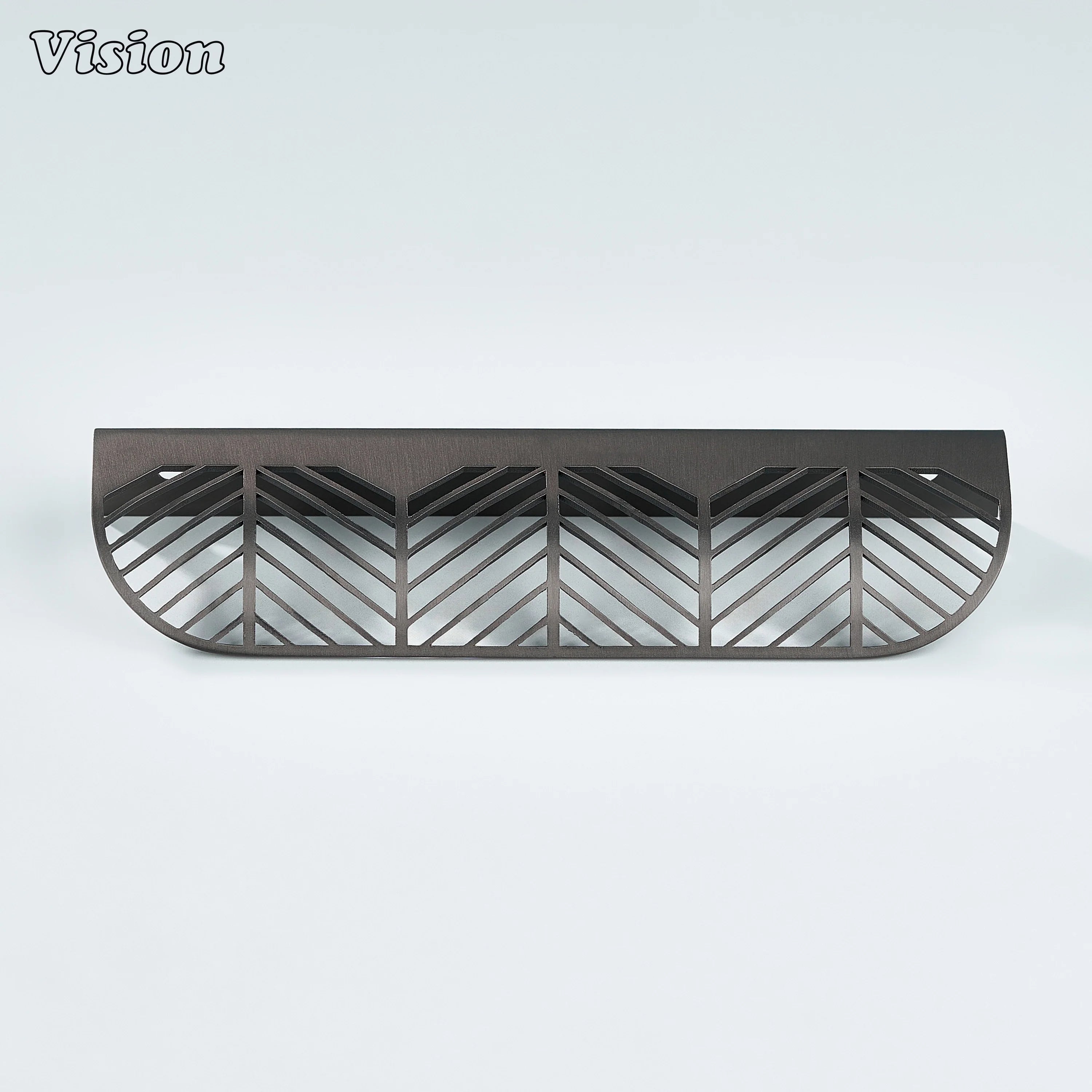 Plain brass cabinet handle in Gunmetal with cut detailing for wardrobes