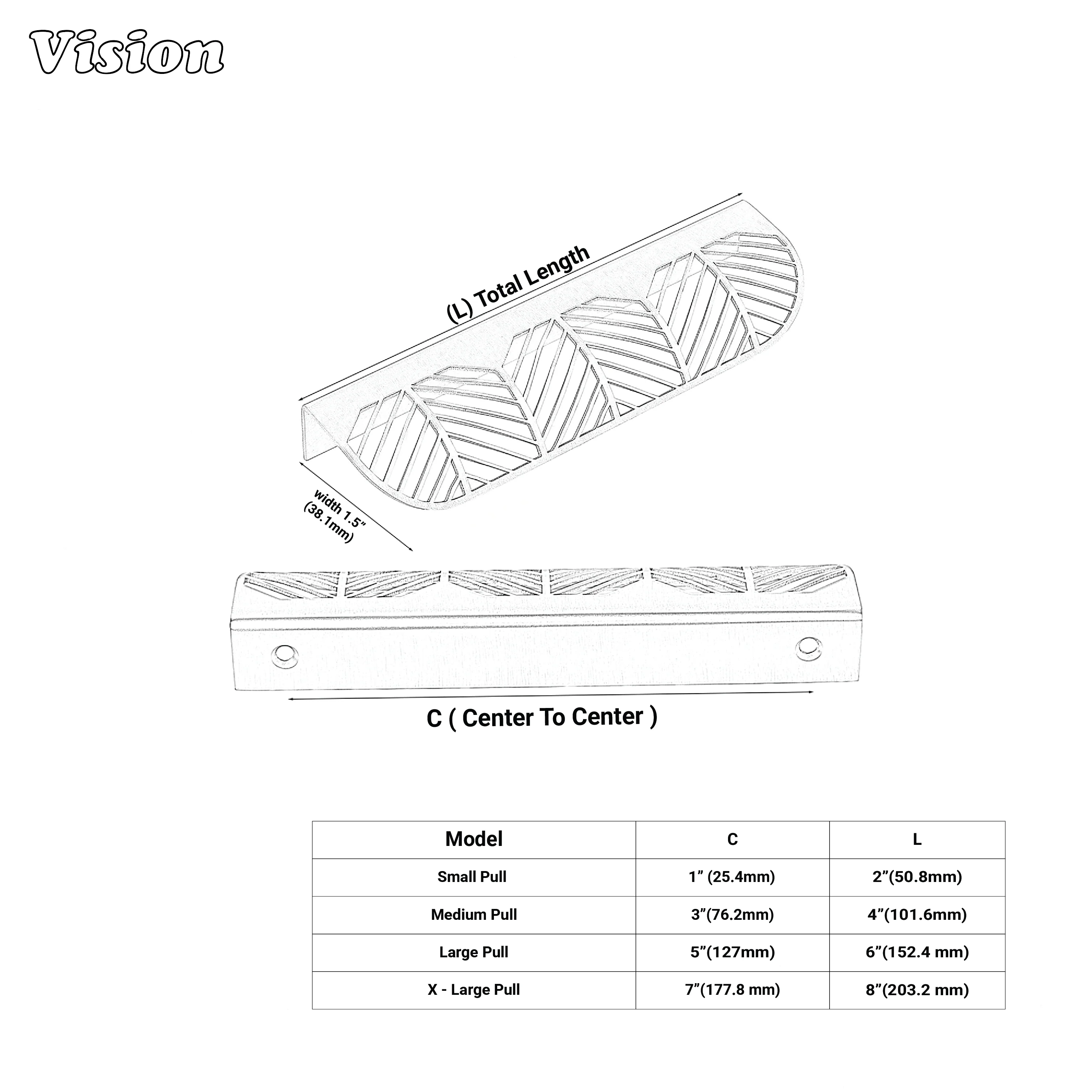 Gunmetal finish cabinet handle featuring leaf cut pattern for wardrobes