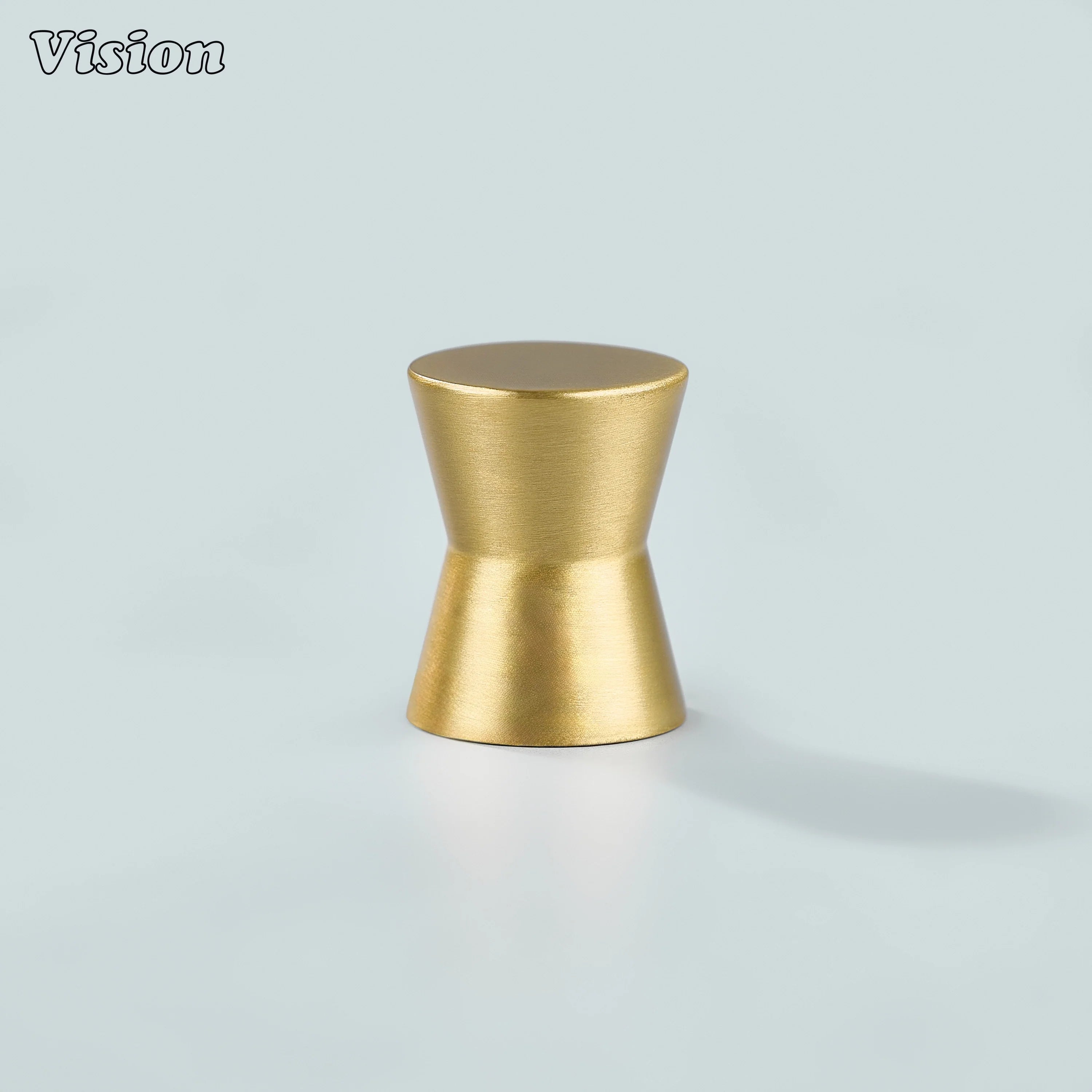 Plain solid brass cabinet knob in Gold featuring smooth round tapered shape for wardrobe doors
