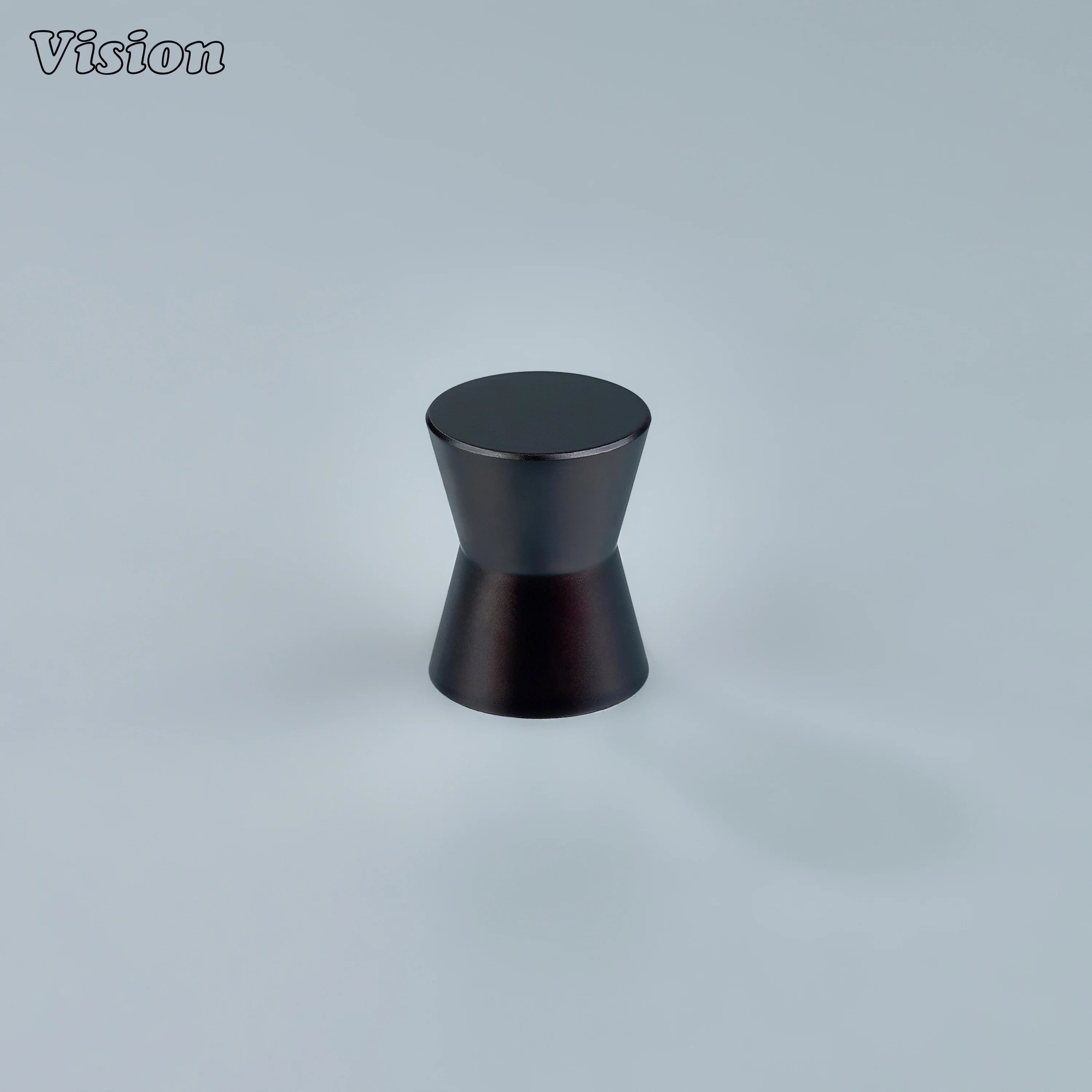 Solid brass cabinet knob with plain tapered diabolo profile in Silver for kitchen cabinets