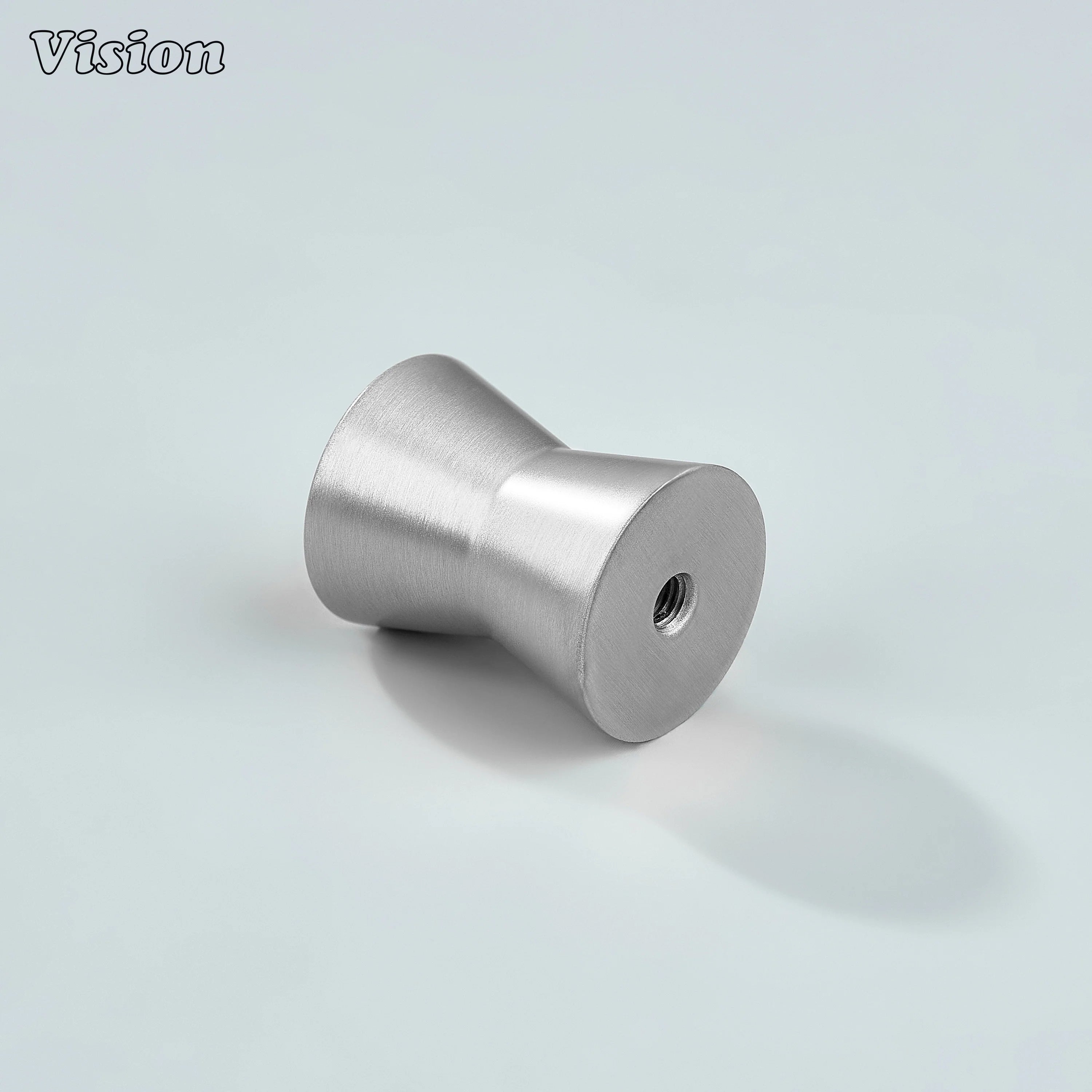 Silver finish cabinet knob in solid brass designed for furniture drawers