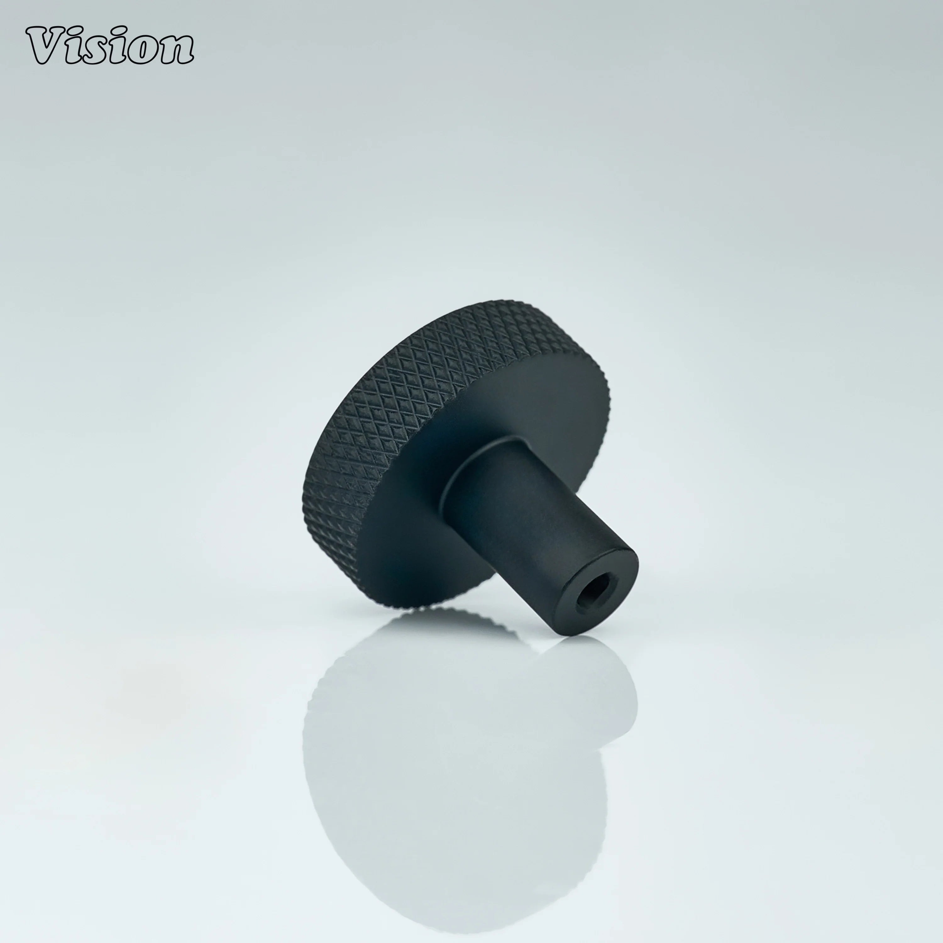 Textured knurled cabinet knob in Black finish for kitchen cabinets