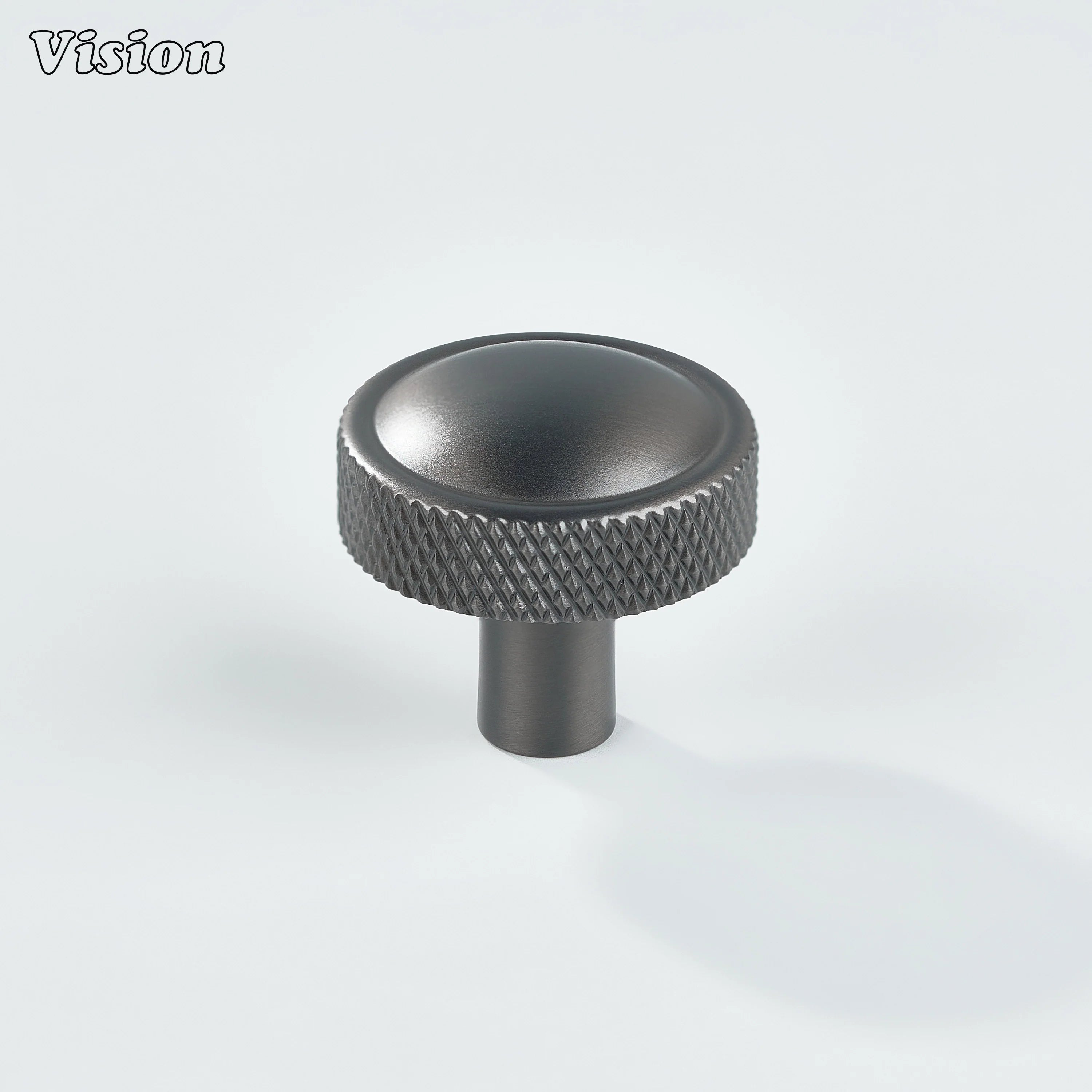 Premium Gunmetal round cabinet knob with solid brass construction for furniture