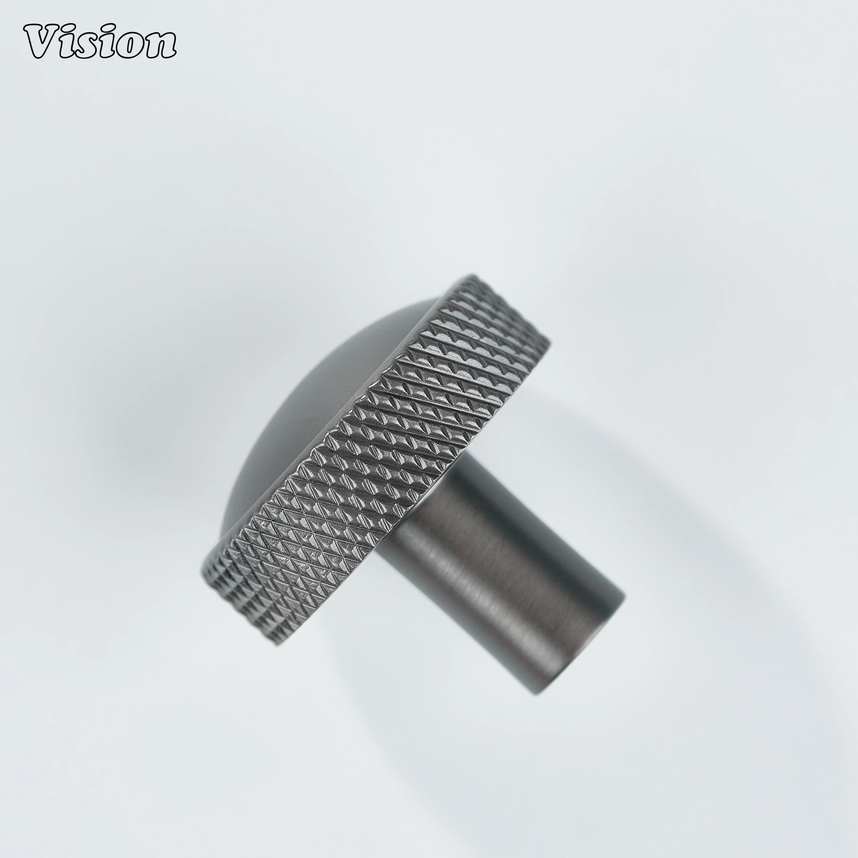 Textured knurled cabinet knob in Gunmetal finish for contemporary kitchens