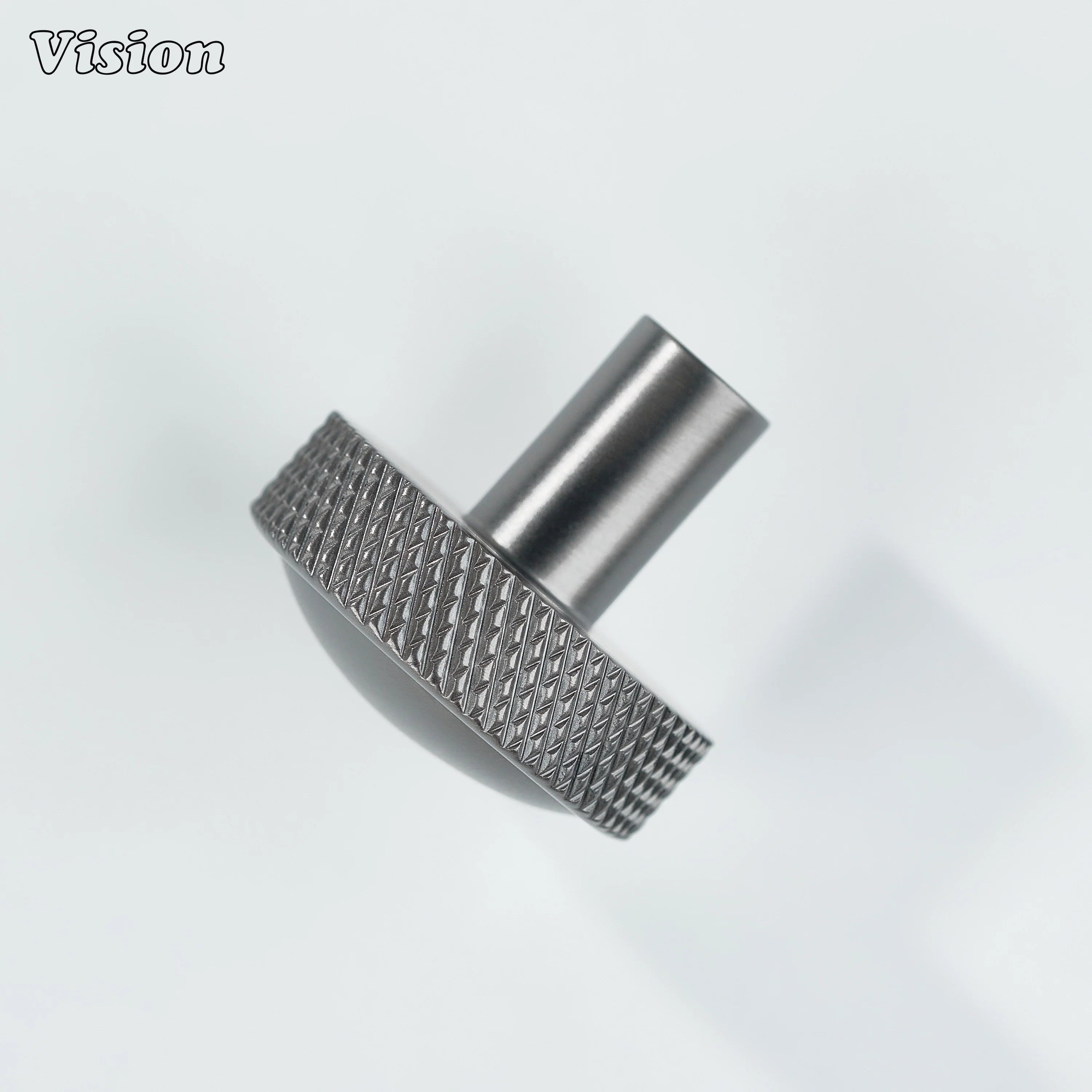 Gunmetal finished cabinet knob with cylindrical stem for clean furniture design