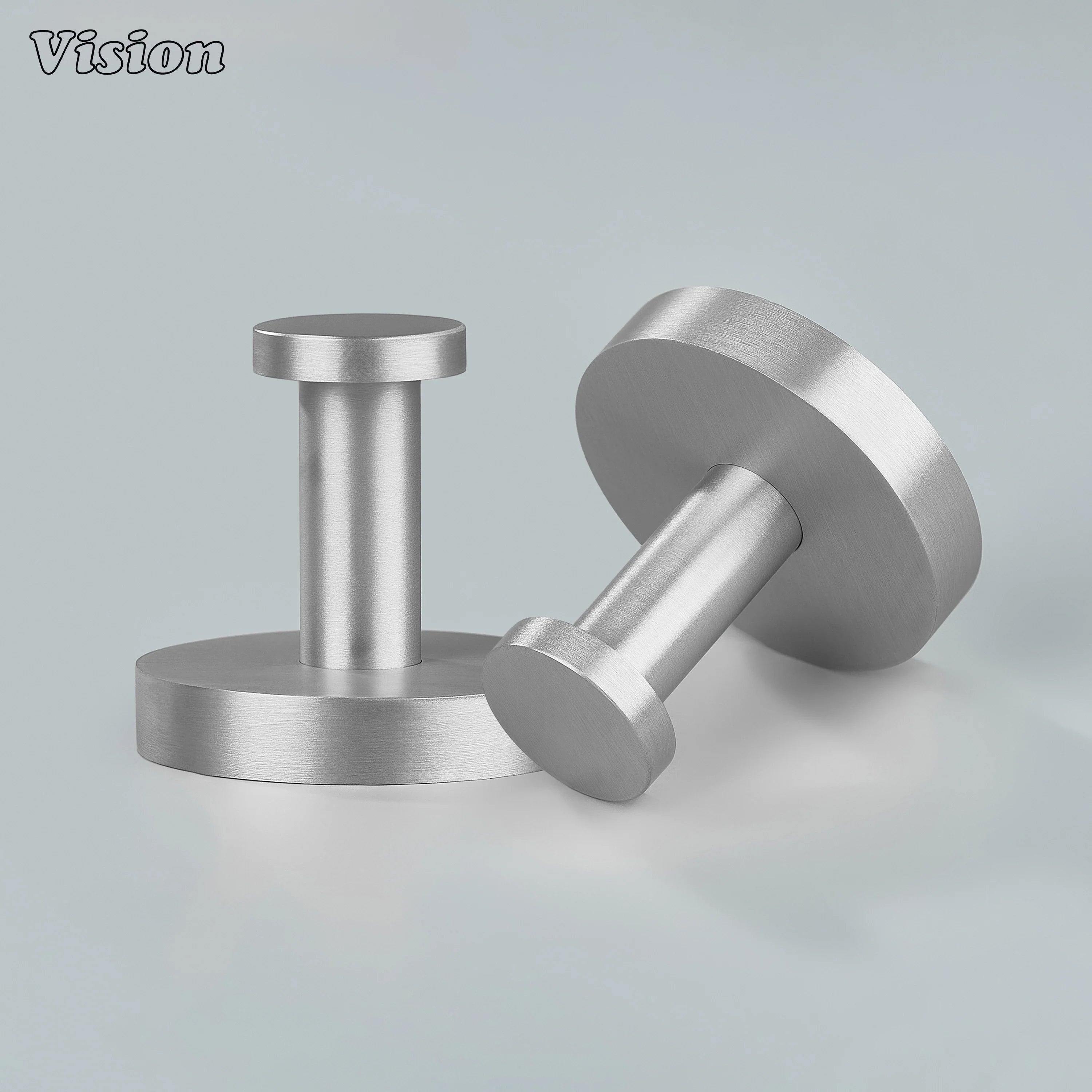 Plain brass wall hook in Silver finish with round base for modern bathrooms