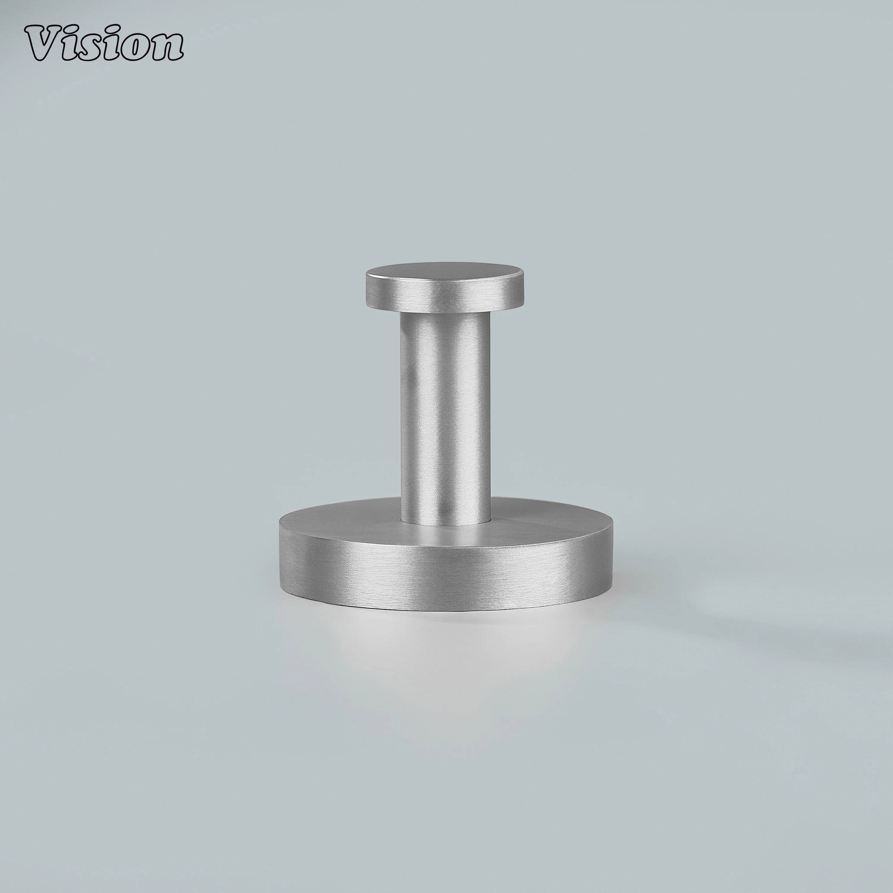 Silver finish plain wall hook with flat circular mount for closets