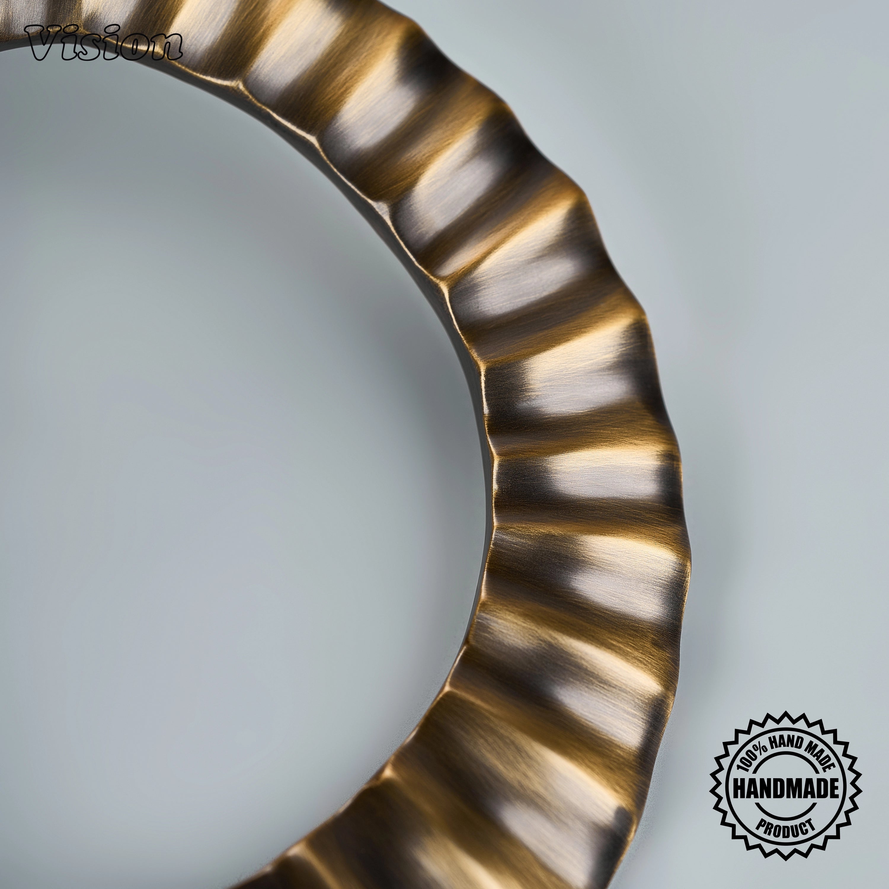 Antique Bronze curved ridged door handle with cylindrical mounting legs for designer restaurant and hospitality doors.