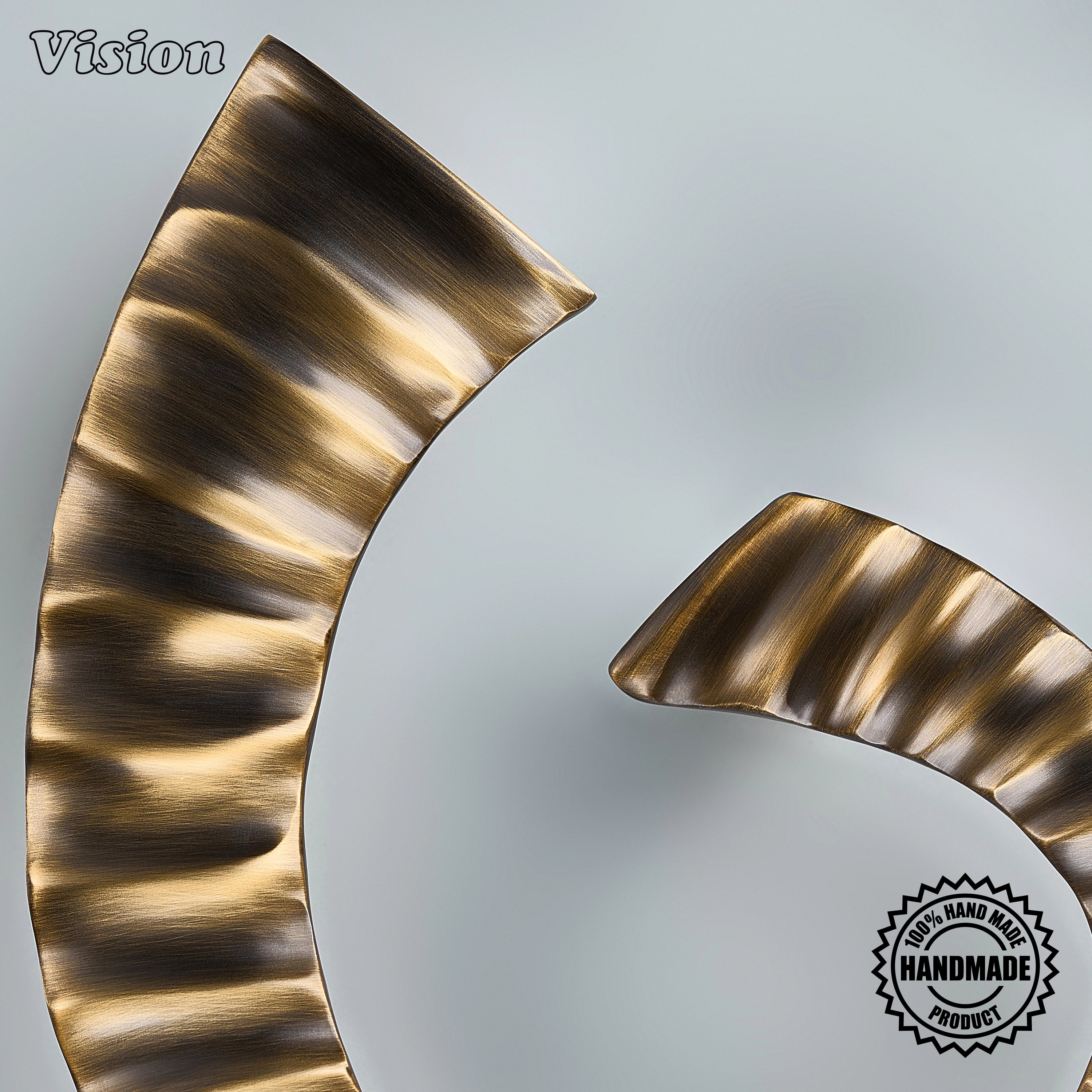 Antique Bronze handcrafted door handle with a continuous fluted profile for refined office and commercial interior doors.