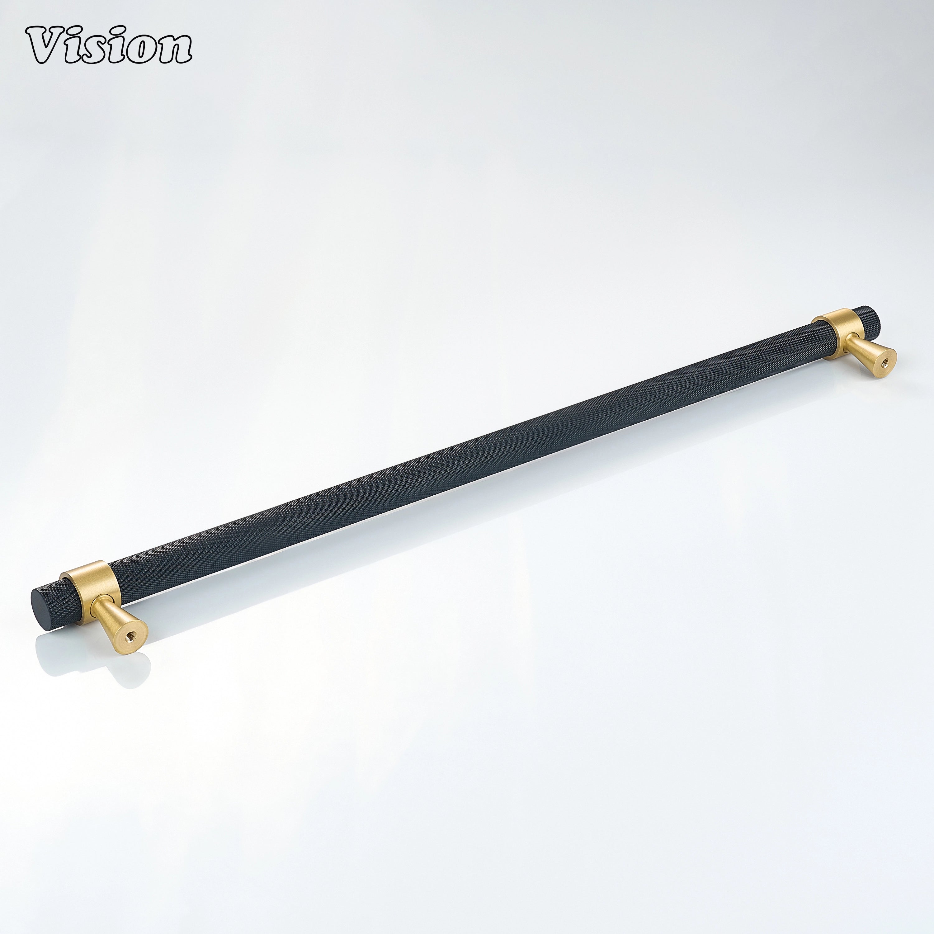Black and Gold diamond knurled appliance pull for premium integrated freezer cabinetry.