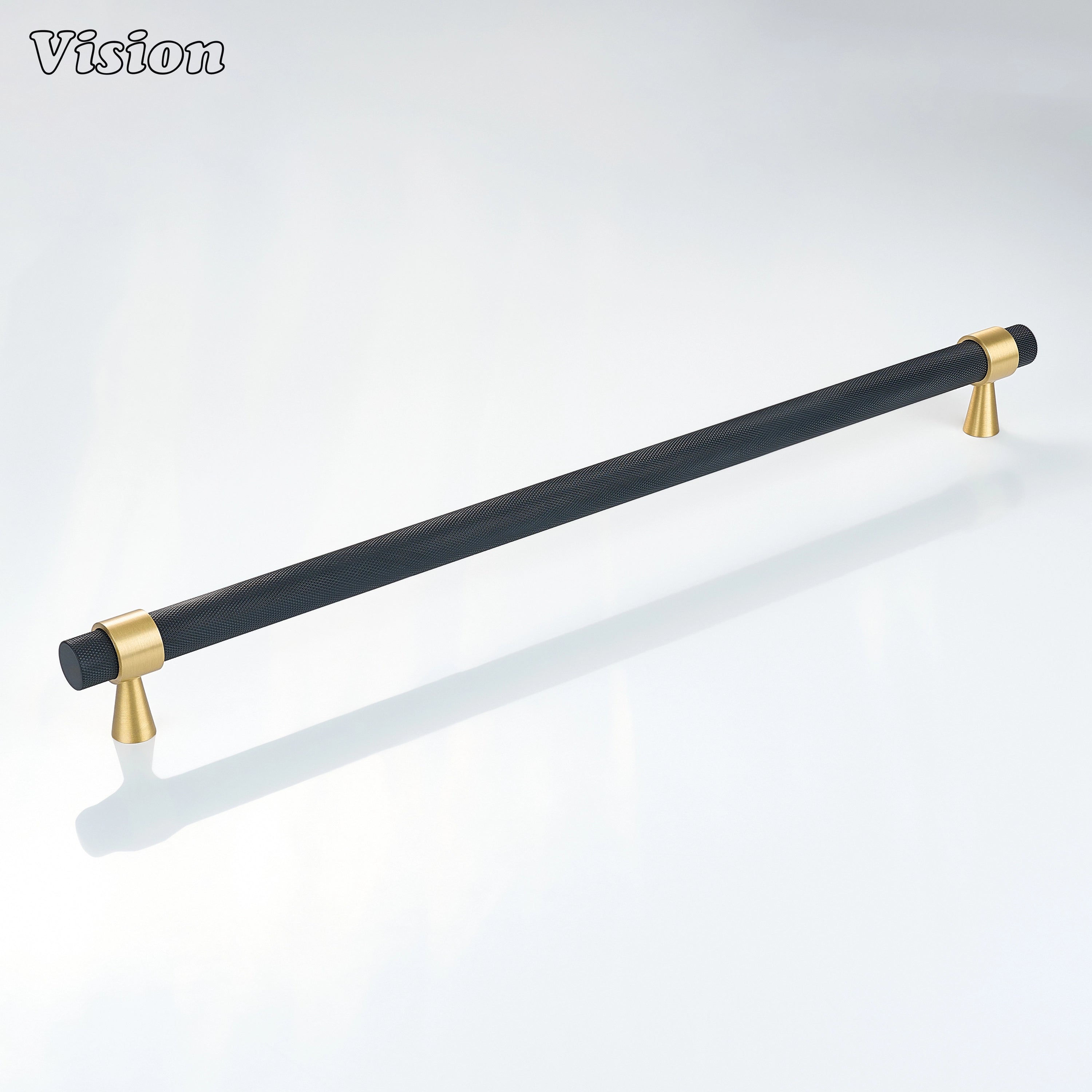 Black and Gold textured brass appliance handle with industrial-inspired styling.