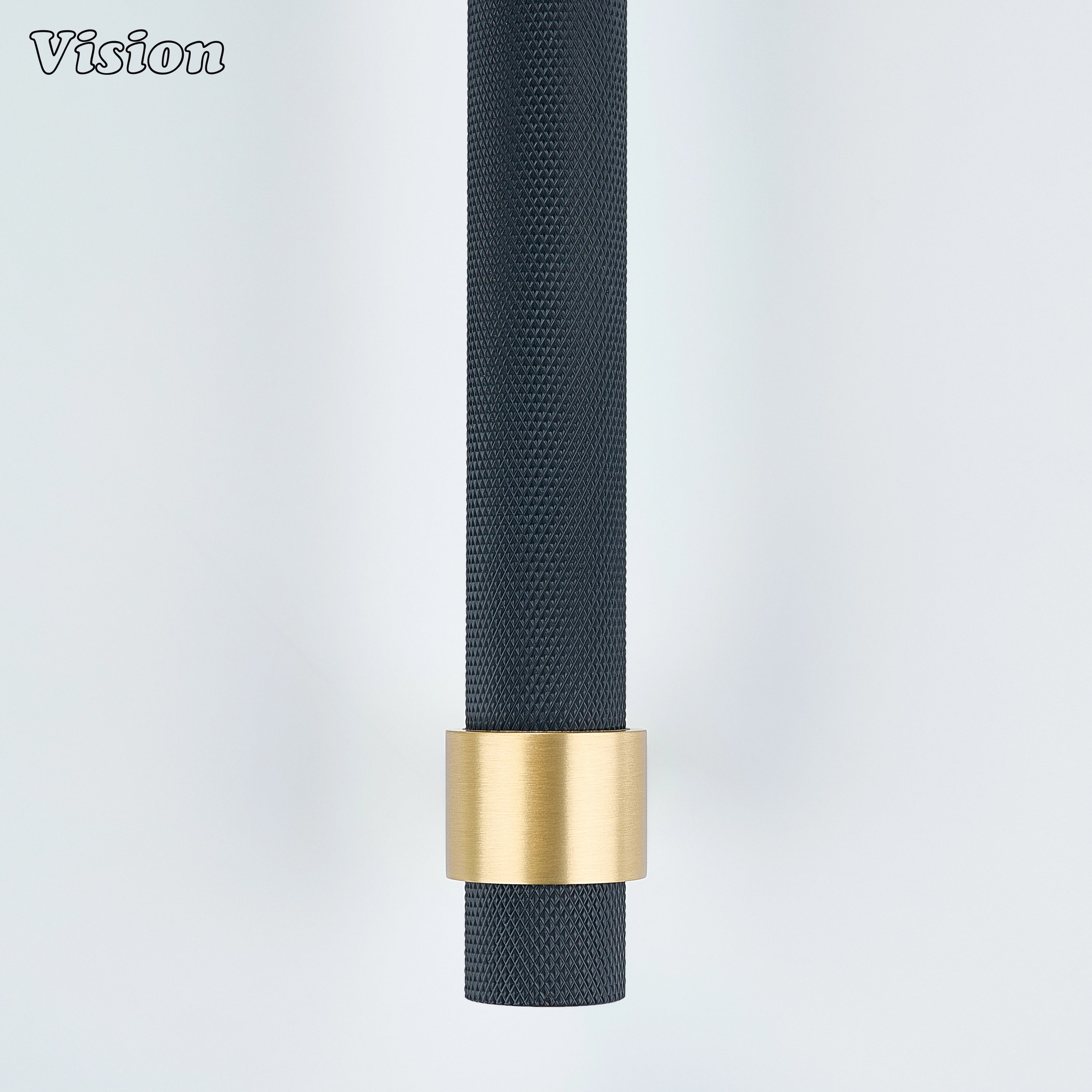 Black and Gold appliance pull with refined brass craftsmanship for refrigerator cabinets.