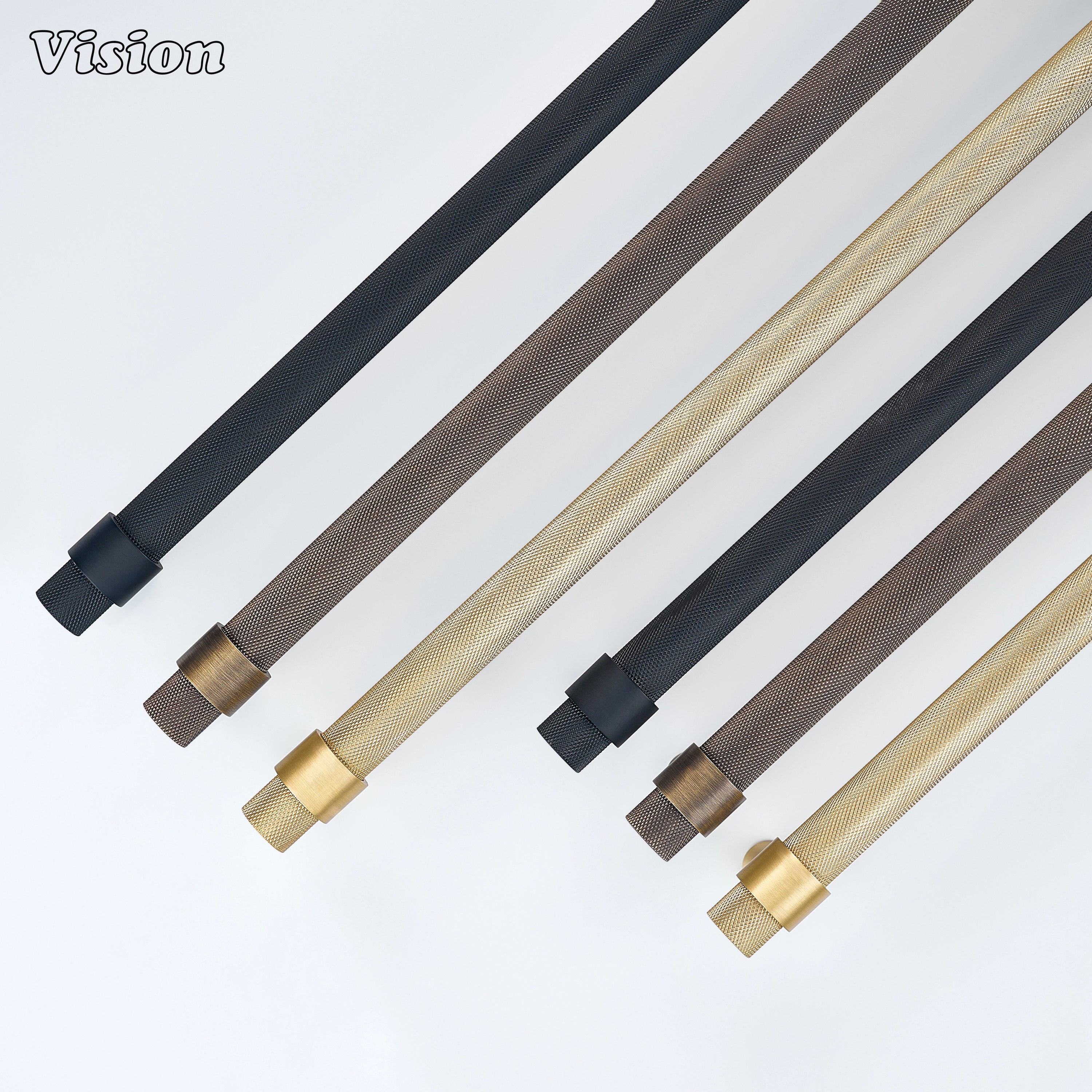 Black and Gold appliance handle with modern cylindrical profile for luxury kitchen appliances.