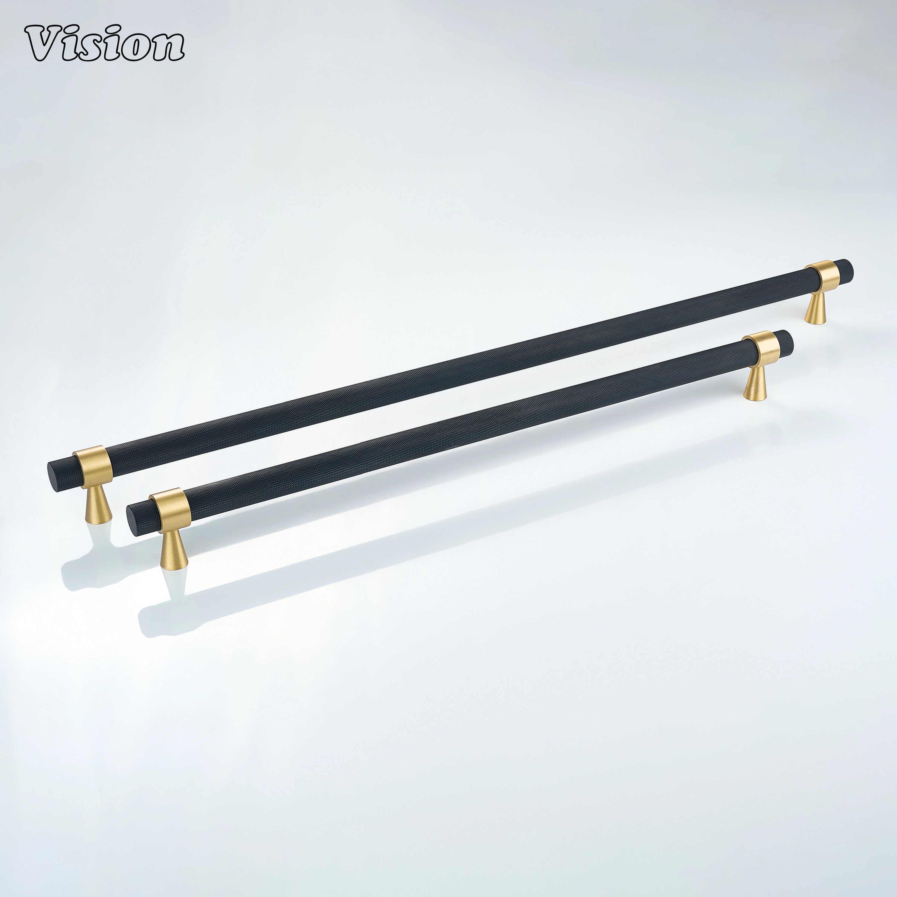 Black and Gold diamond knurled appliance handle with decorative cone detail for integrated appliances.