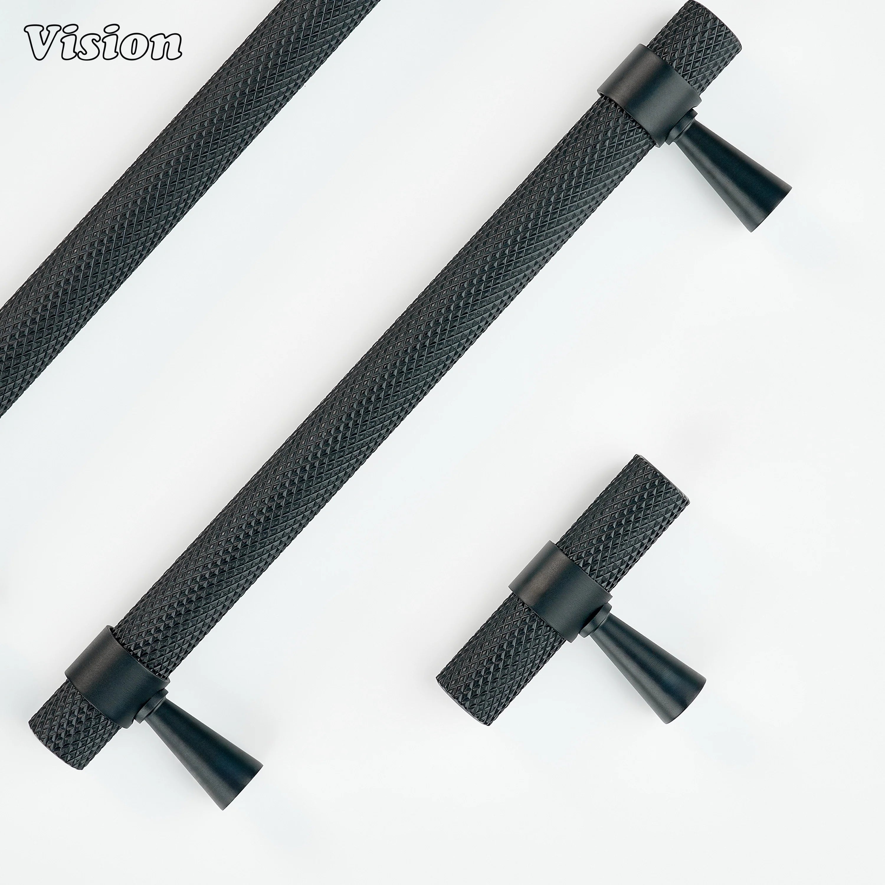 Premium Black knurled cabinet handle for furniture use