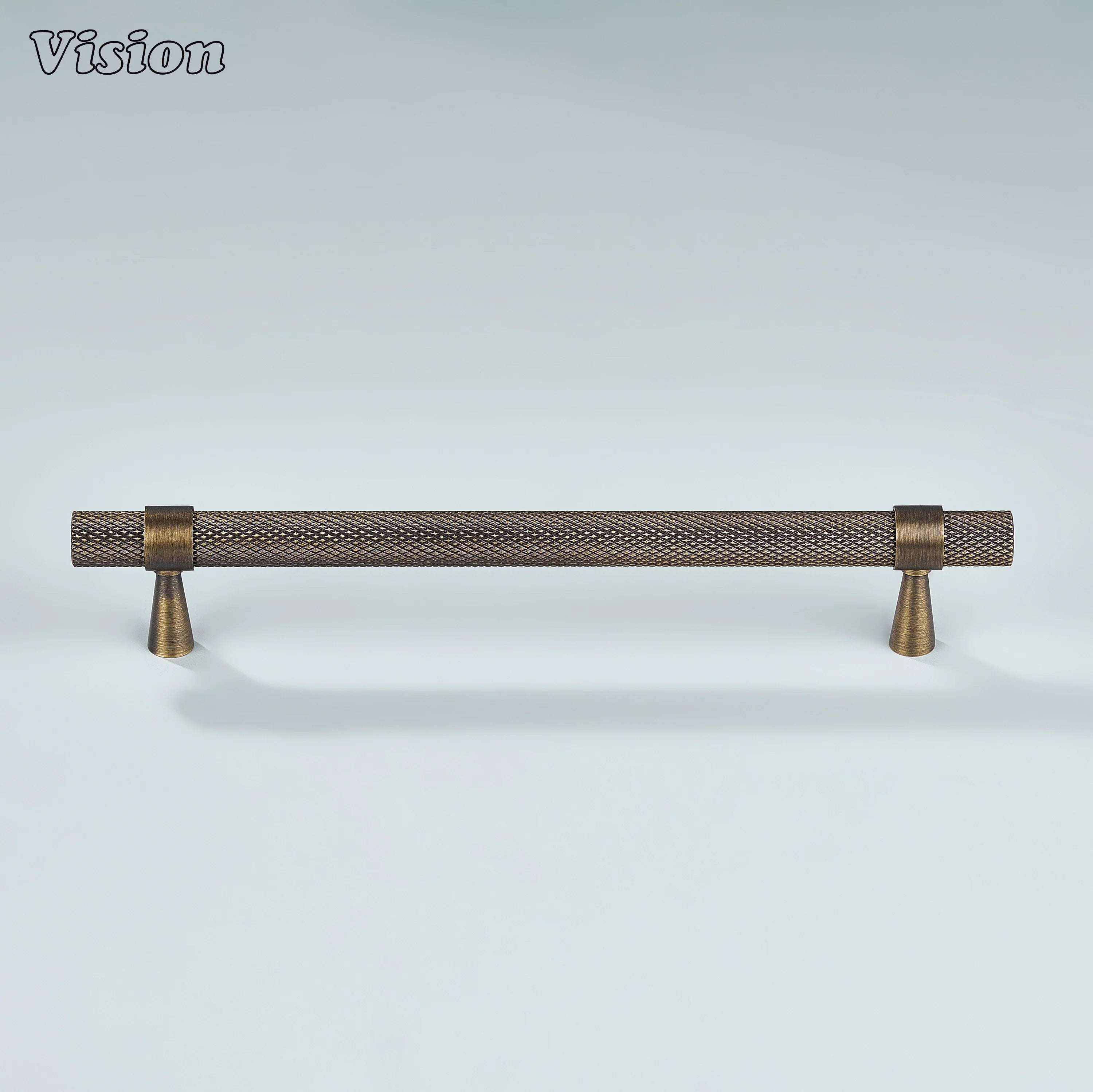 Solid brass antique bronze Canyon handle for bathroom cabinets.