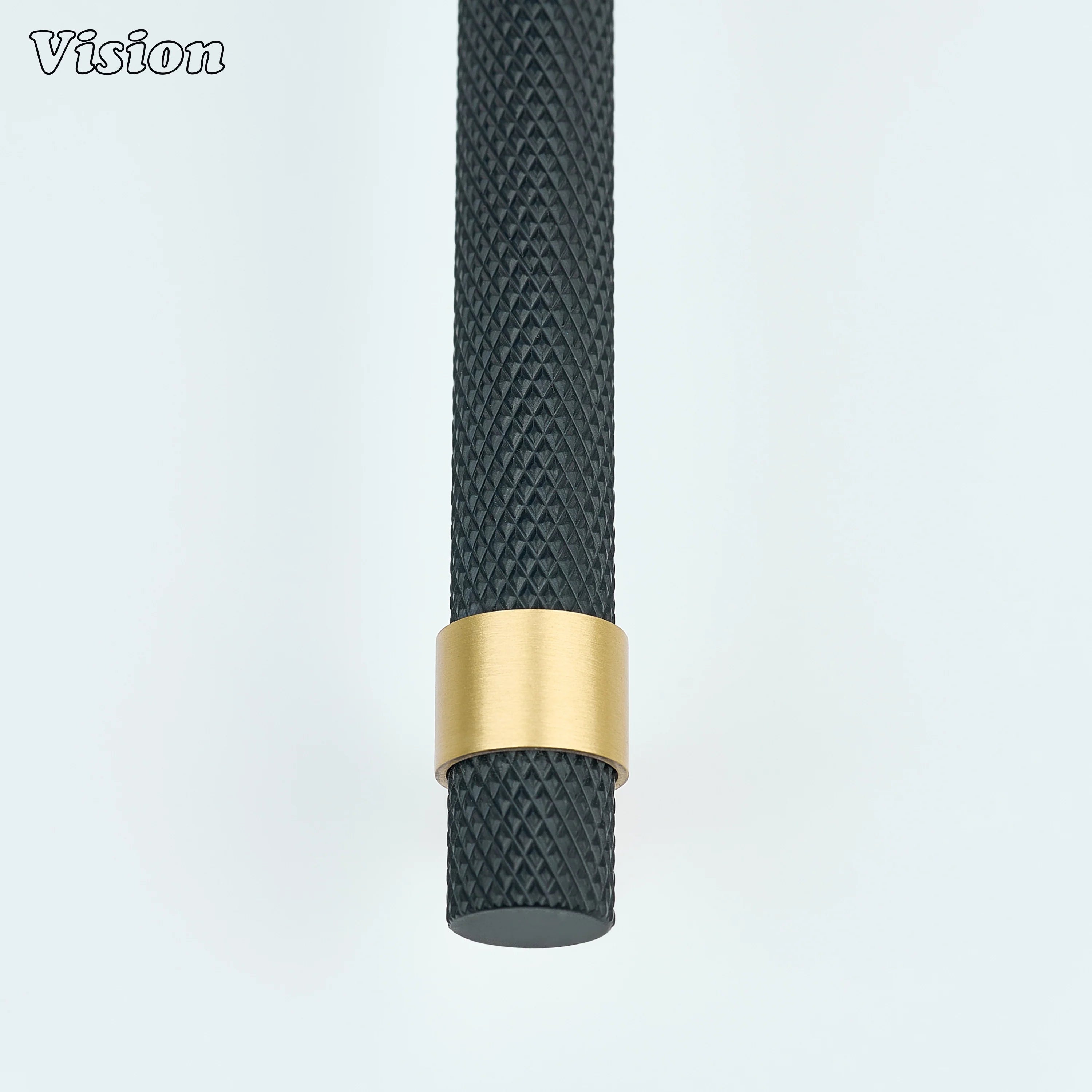 Knurled Black and Gold cabinet handle for modern furniture