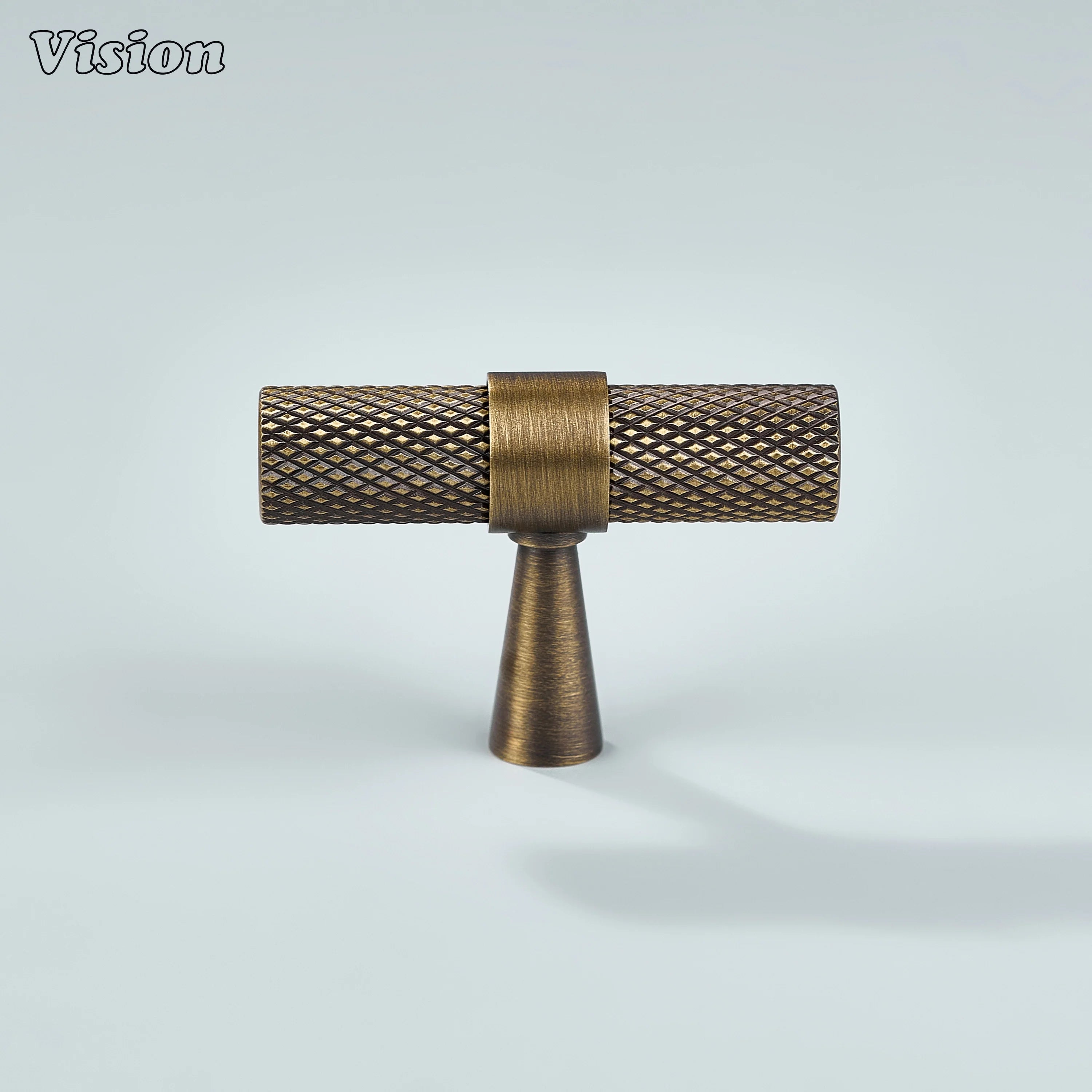 Vintage antique bronze knurled T-knob used for cupboards and furniture.