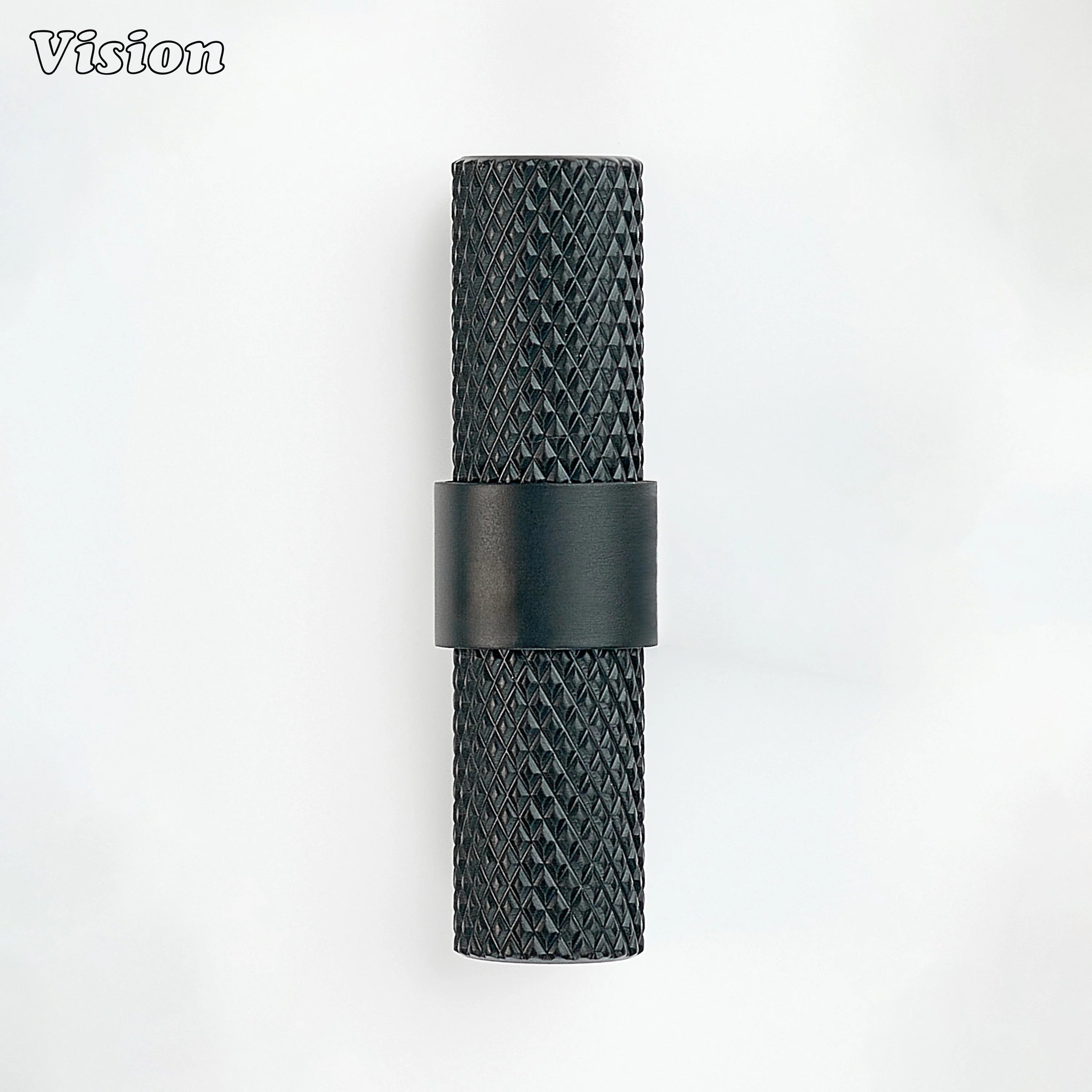 Black knurled T-knob with textured grip for wardrobes