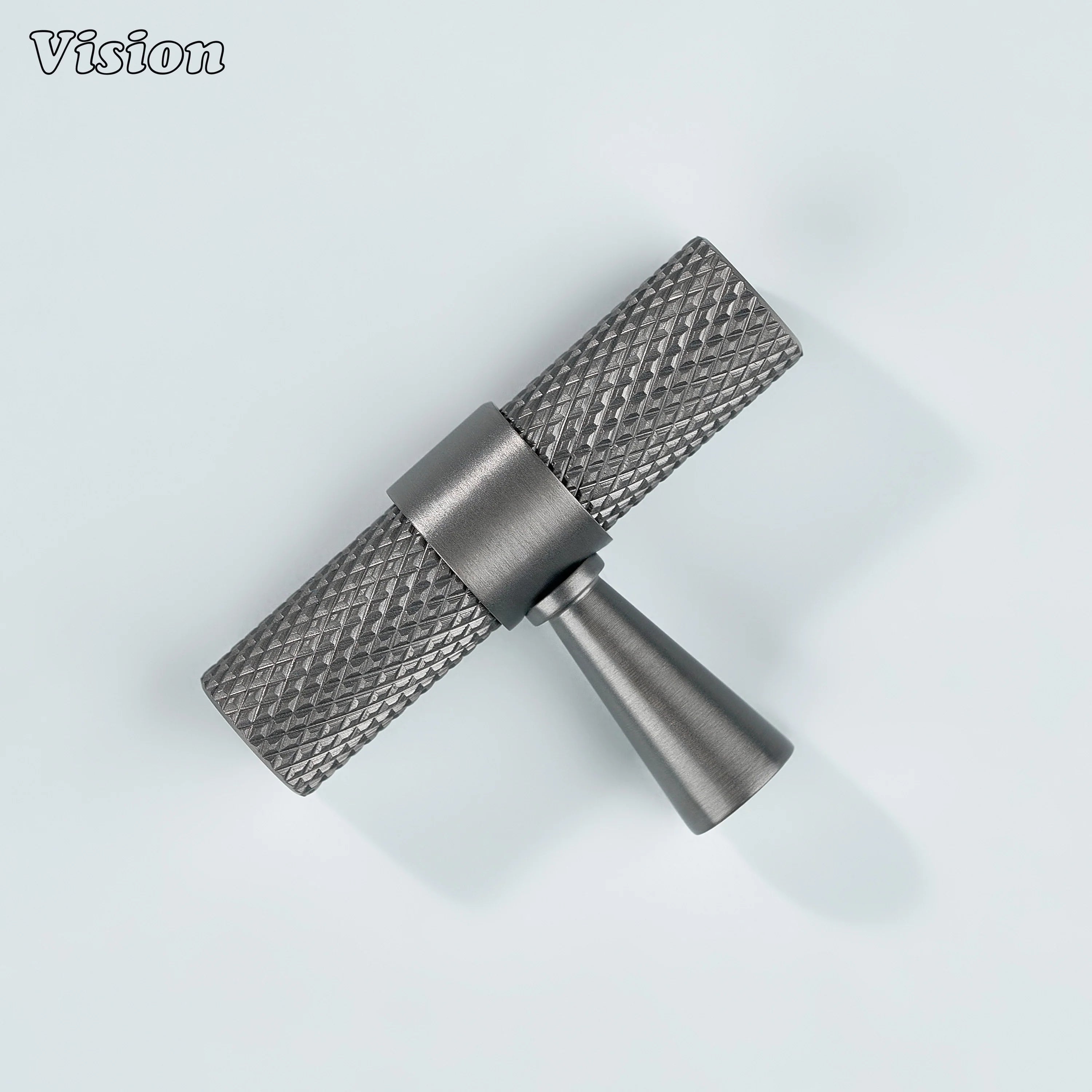 Solid brass gunmetal Canyon T-knob for bathroom cabinets.